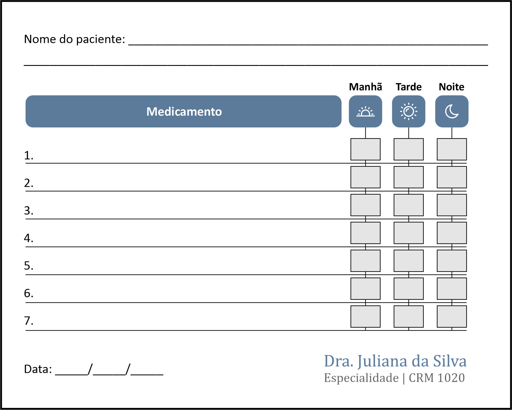 Tabela de Medicação Psiquiatra e Neurologista Genoa