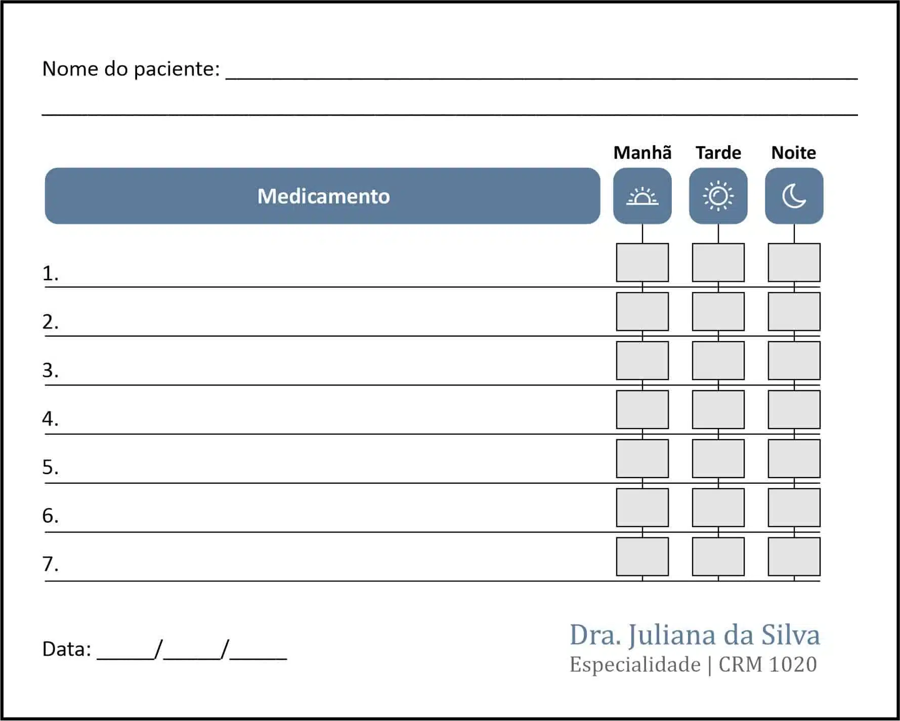 Tabela de Medicação Psiquiatra e Neurologista Genoa