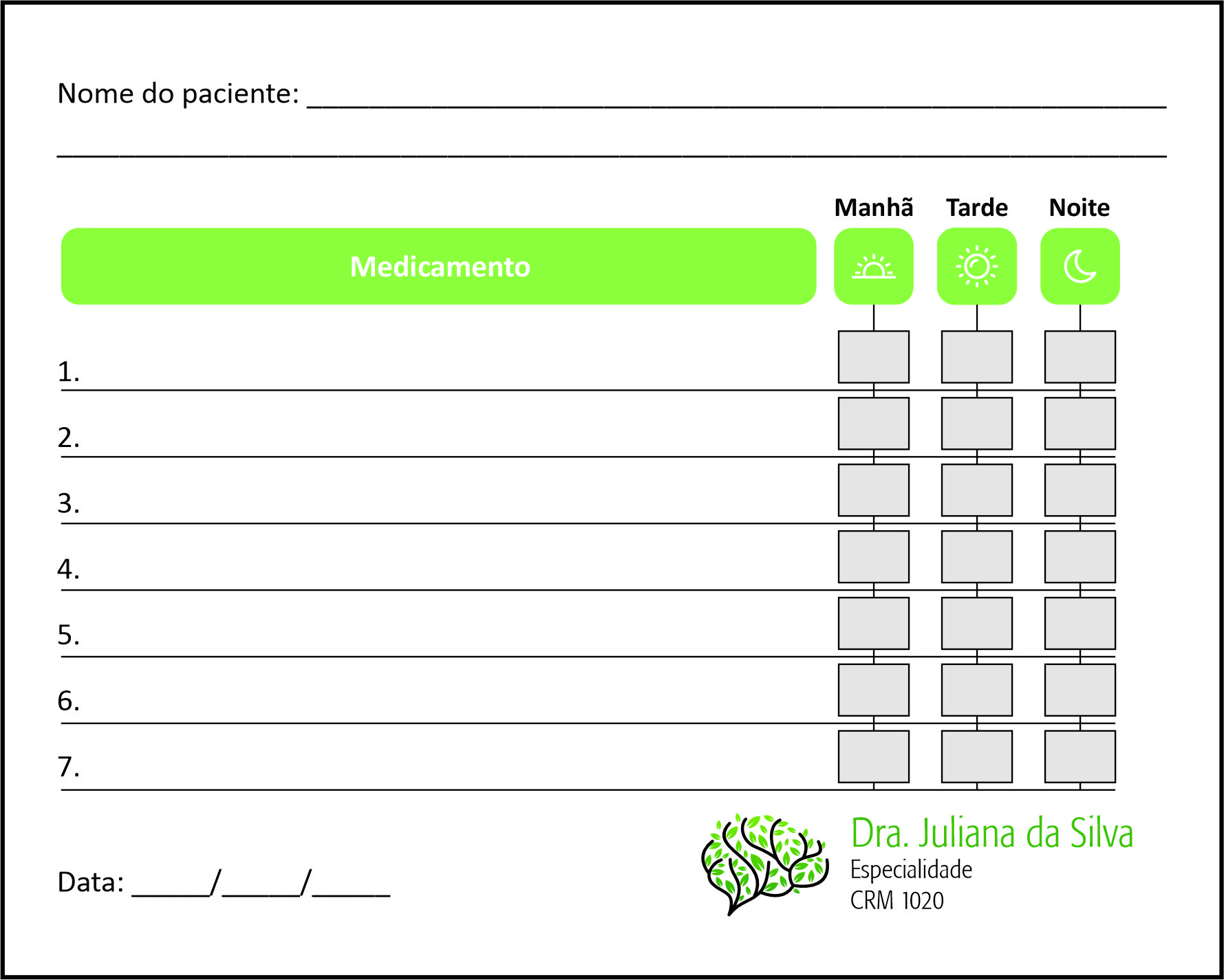 Tabela de Medicação Psiquiatra e Neurologista Turim