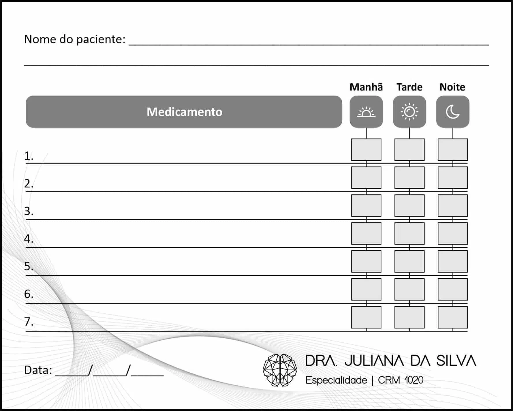 Tabela de Medicação Psiquiatra e Neurologista Milan