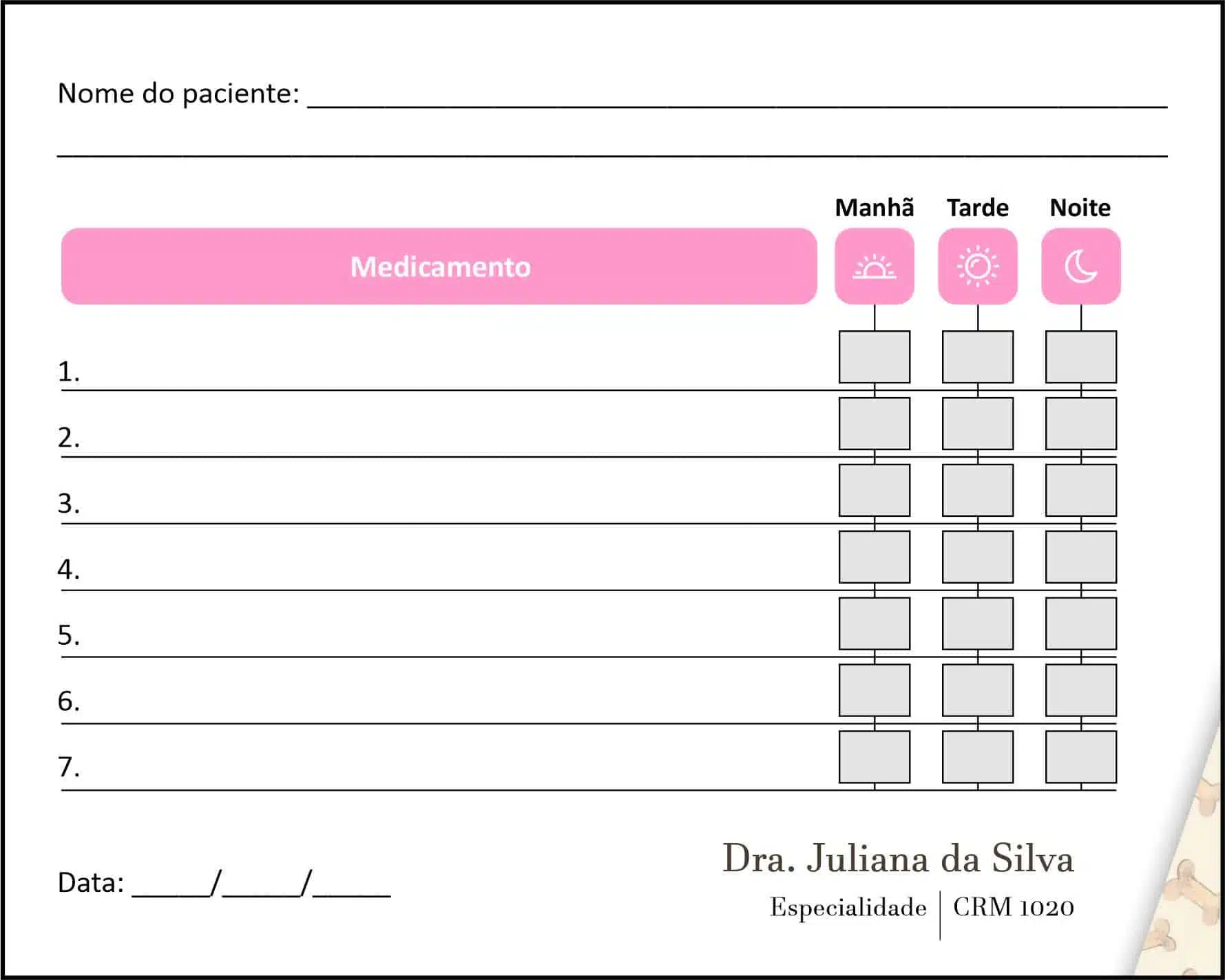 Tabela de Medicação Veterinário Baden
