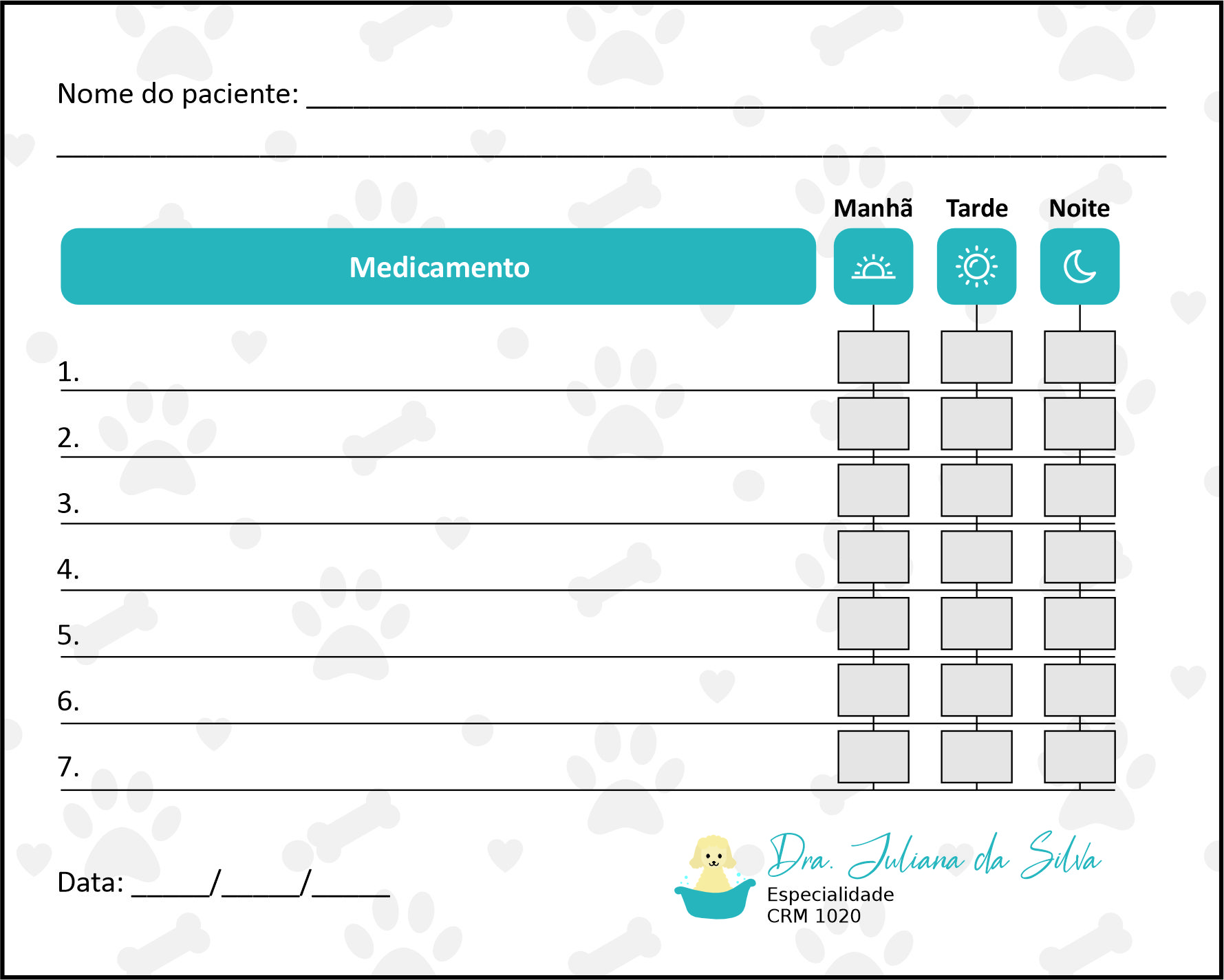 Tabela de Medicação Veterinário Enns