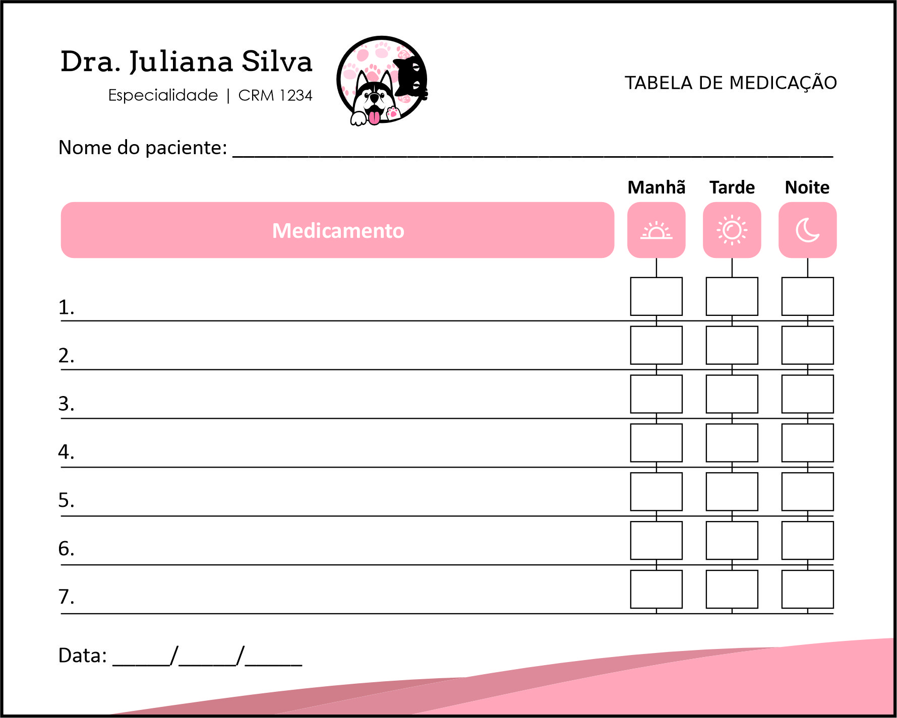 Tabela de Medicação Veterinário Horn
