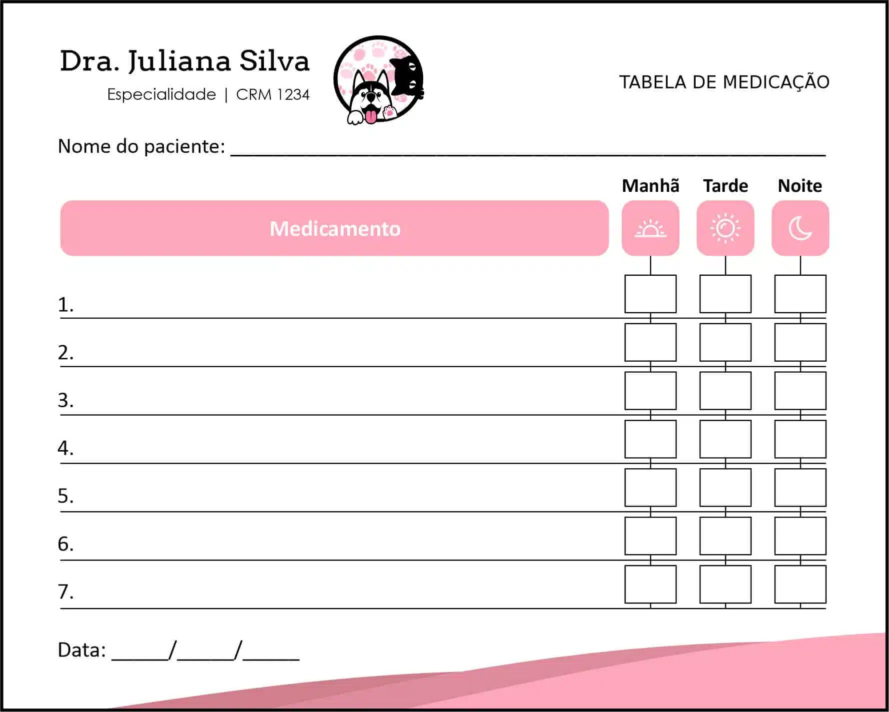 Tabela de Medicação Veterinário Horn