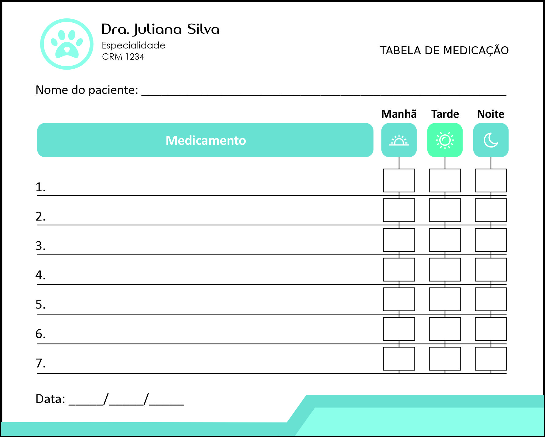 Tabela de Medicação Veterinário Traun