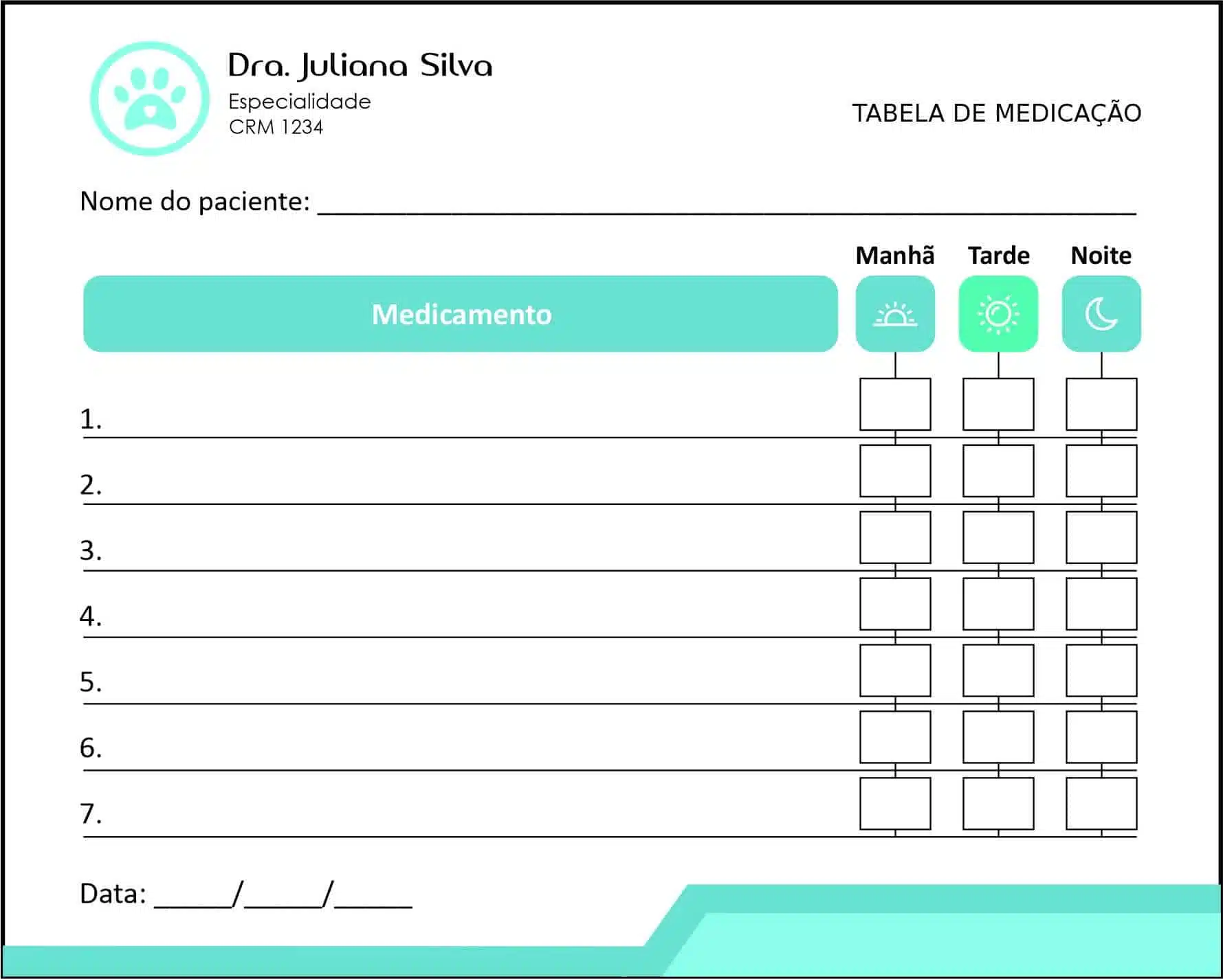 Tabela de Medicação Veterinário Traun