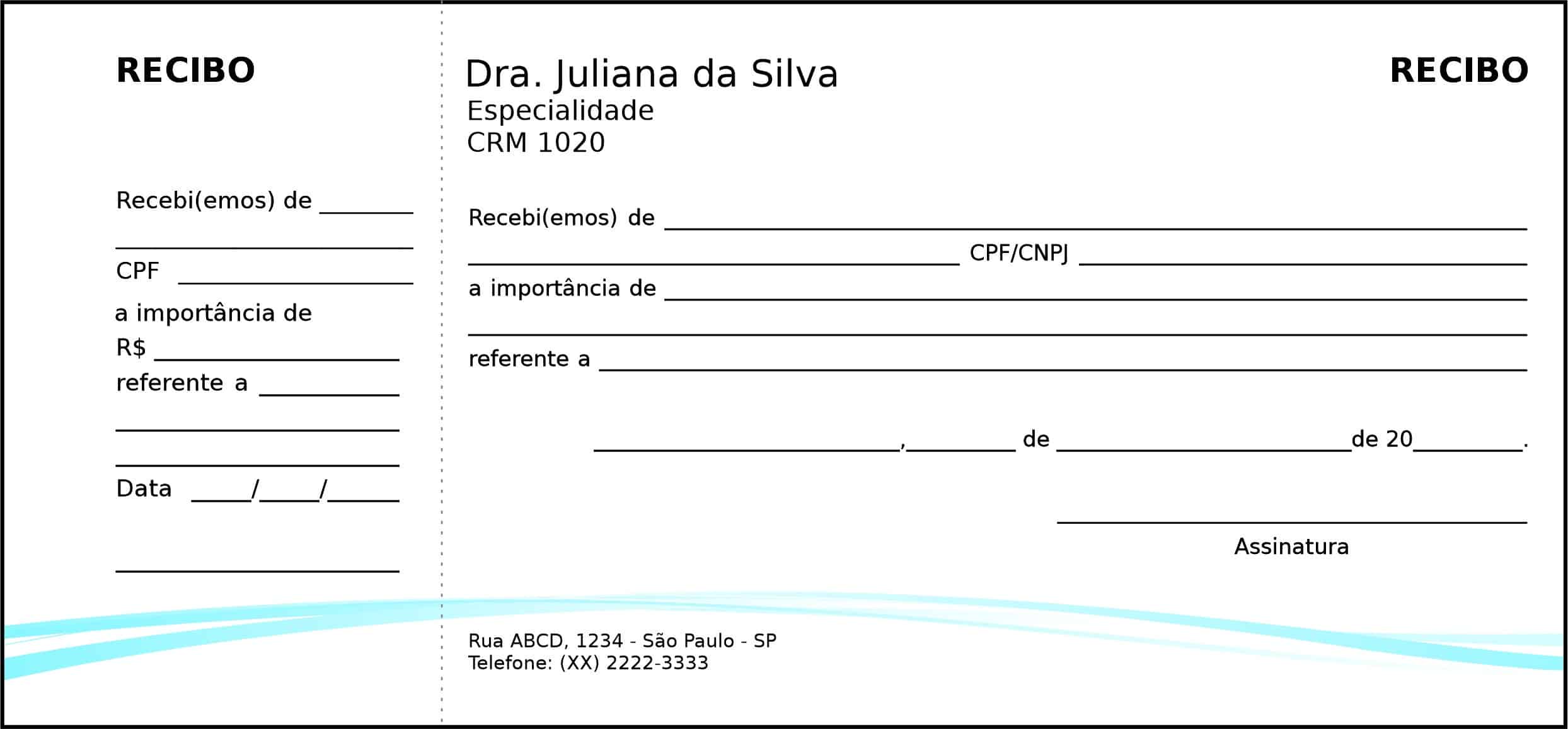 Recibo com Canhoto Clínica Geral Berenice