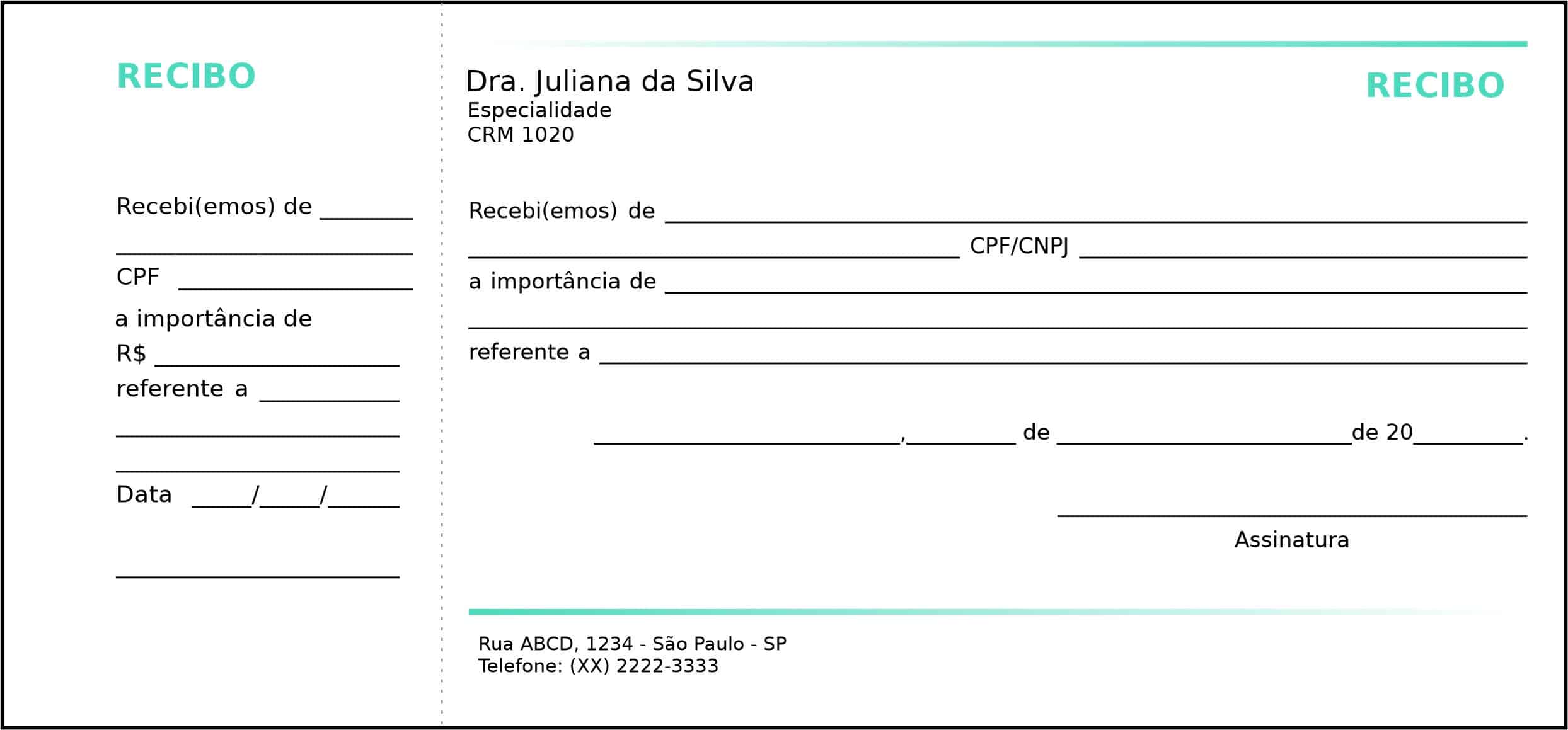 Recibo com Canhoto Clínica Geral Sohag