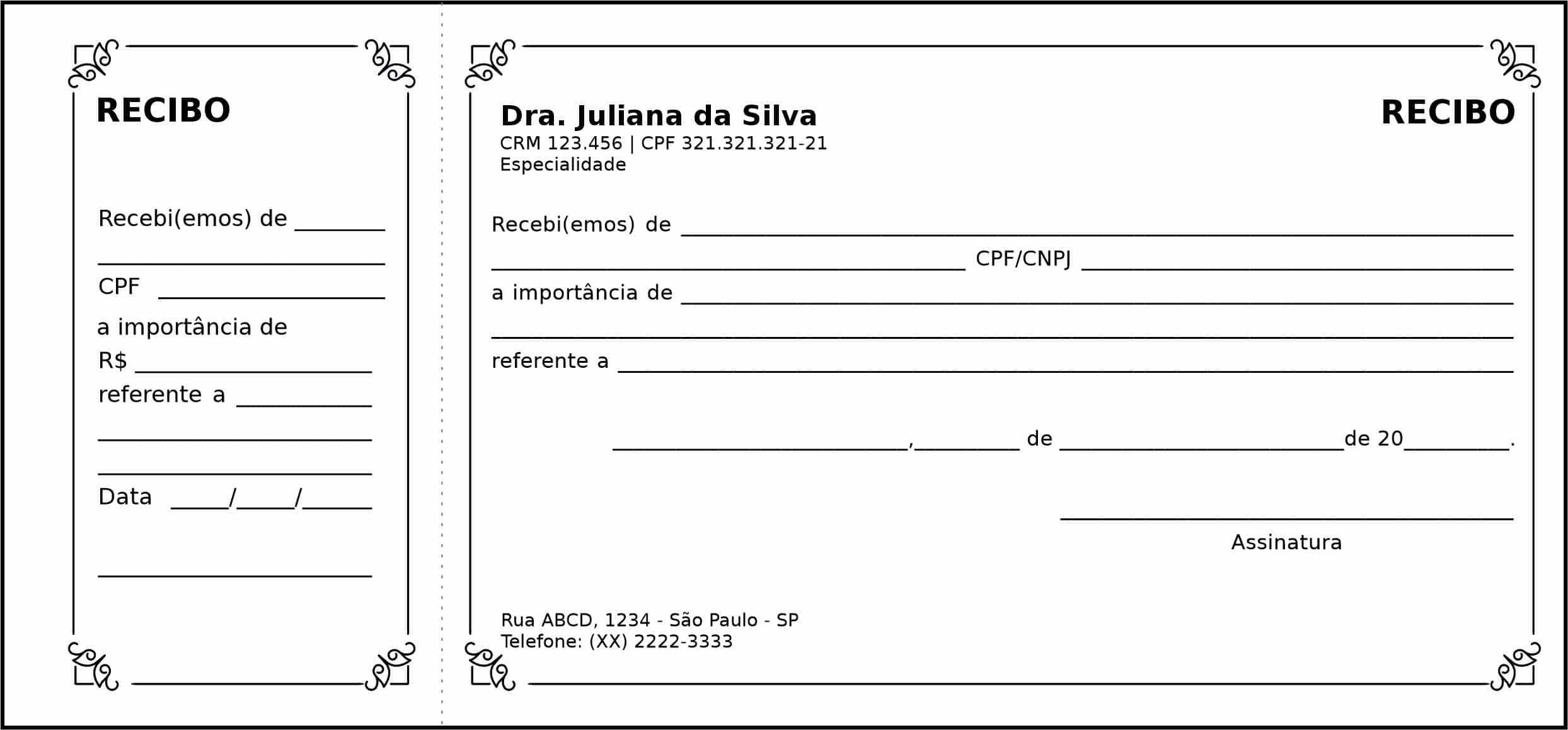 Recibo com Canhoto Clínica Geral Tanta