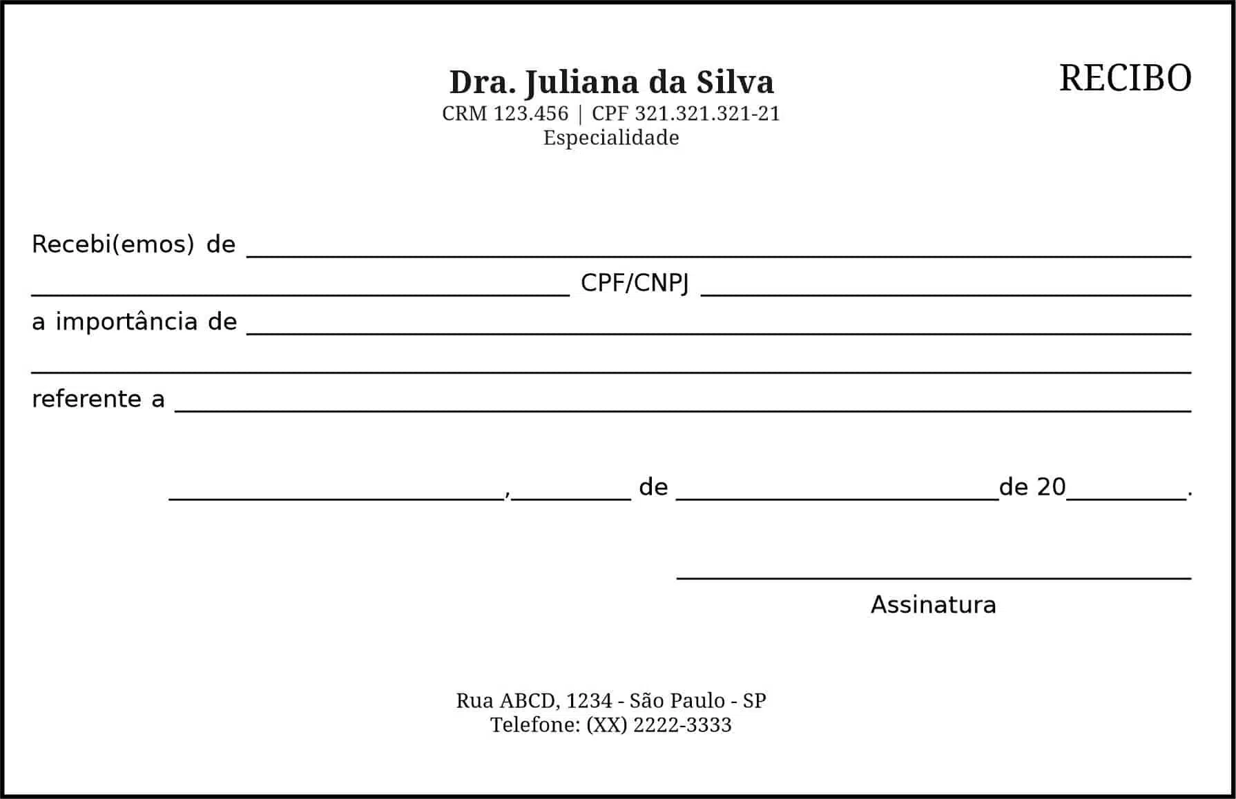 Recibo em 2 vias Clínica Geral Qina