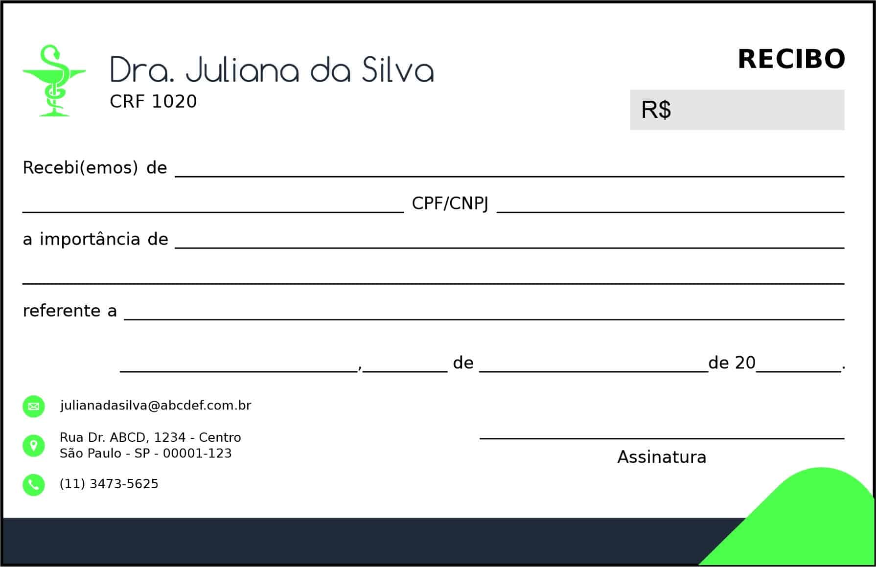 Recibo em 2 vias Farmácia Falkirk