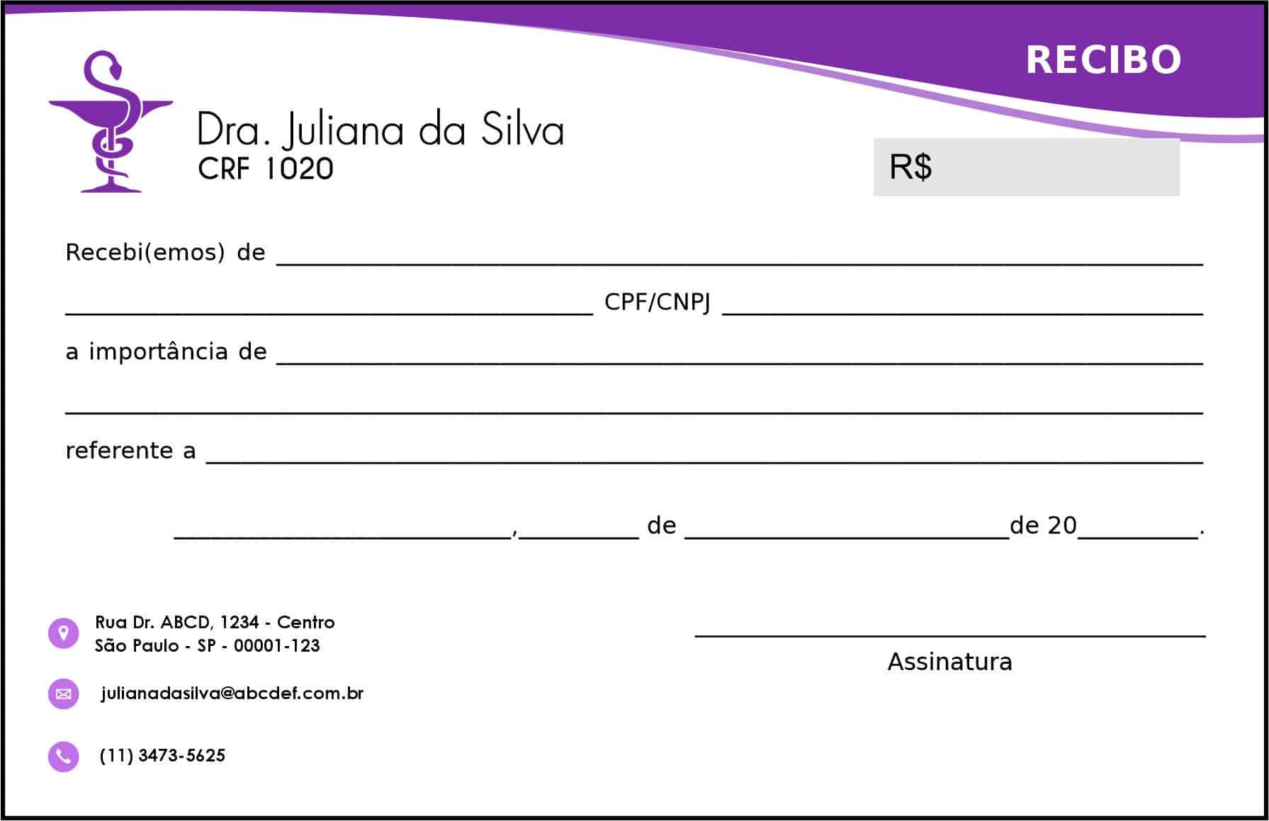 Recibo em 2 vias Farmácia Edimburgo
