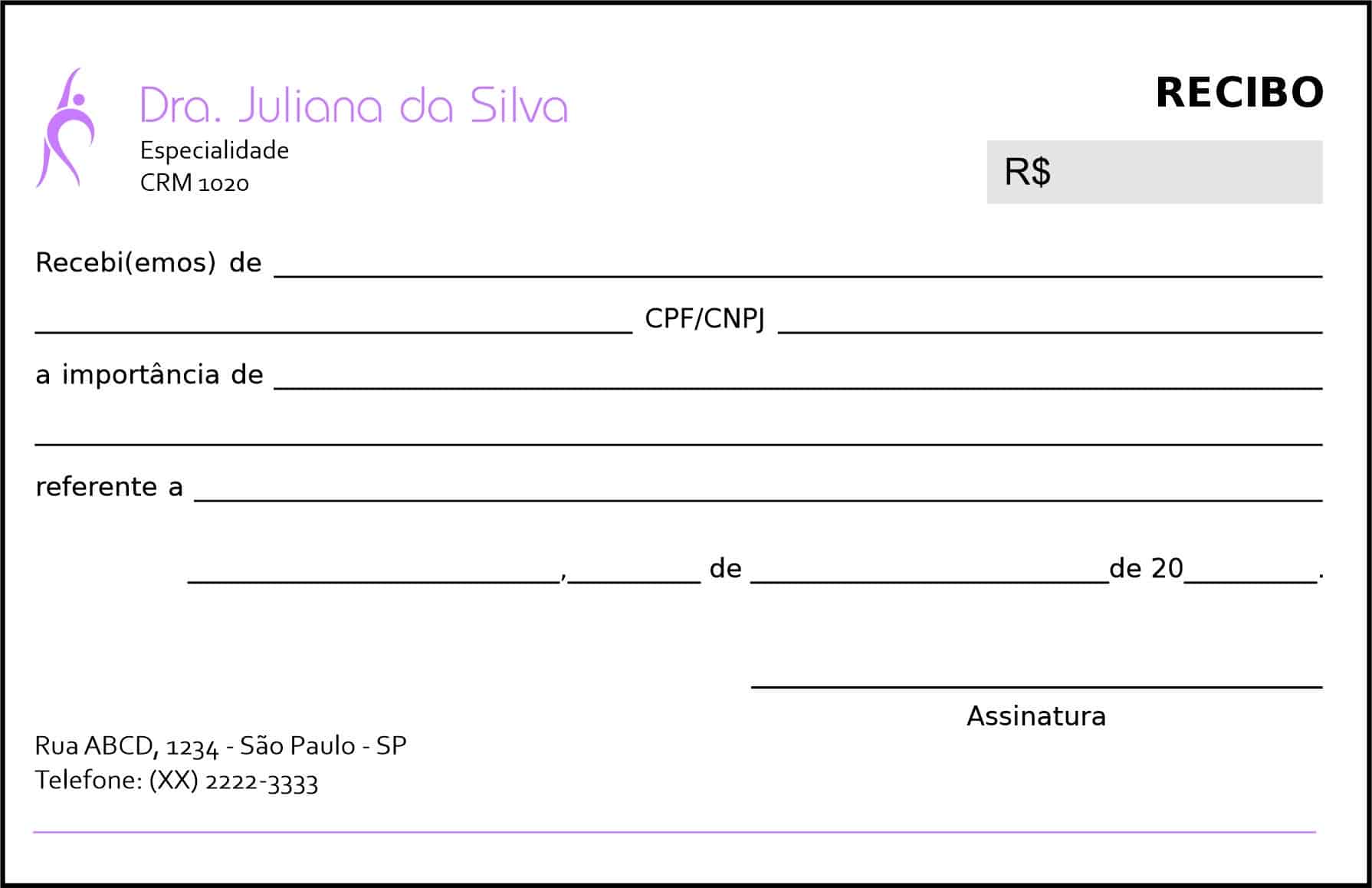 Recibo em 2 vias Fisioterapia Troia