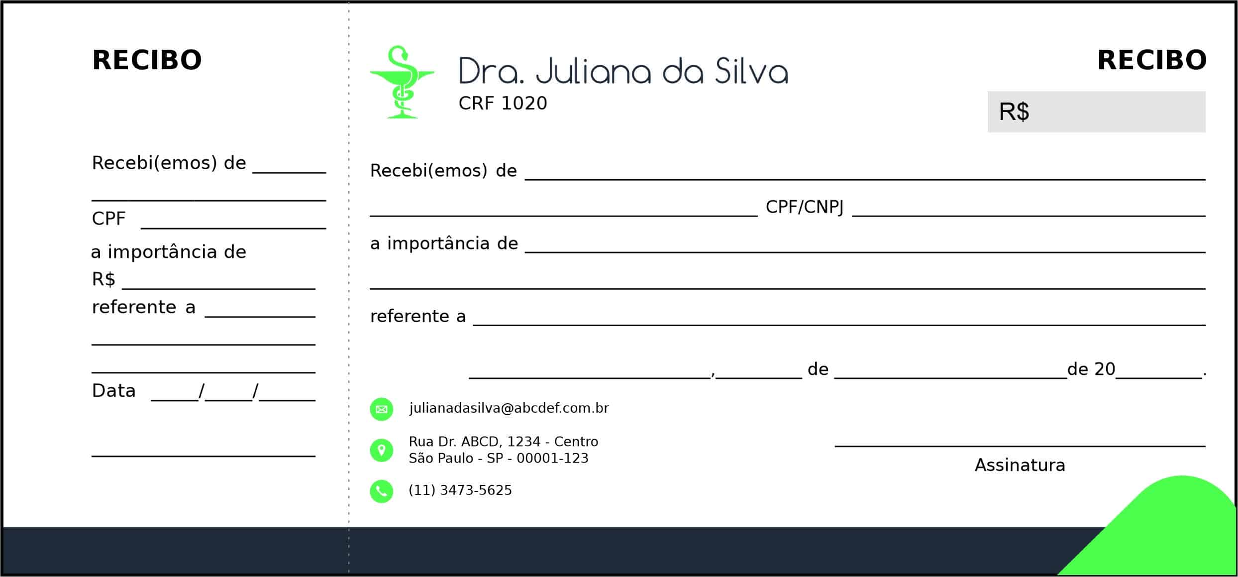 Recibo com Canhoto Farmácia Falkirk