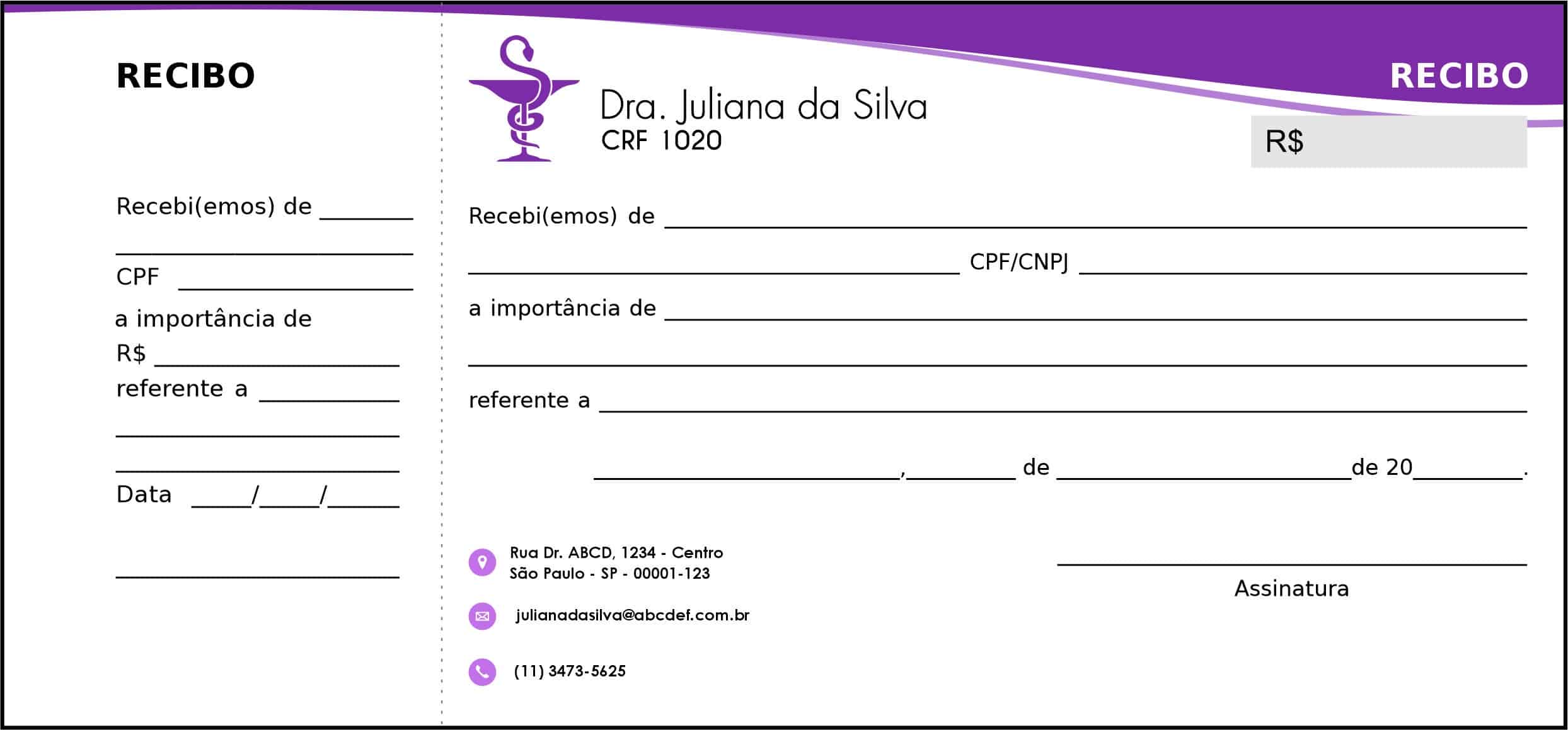 Recibo com Canhoto Farmácia Edimburgo