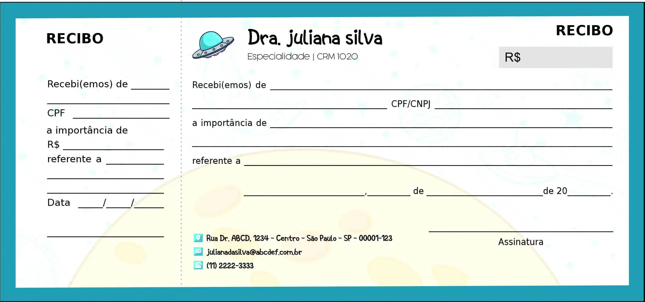 Recibo com Canhoto Pediatra Bytom