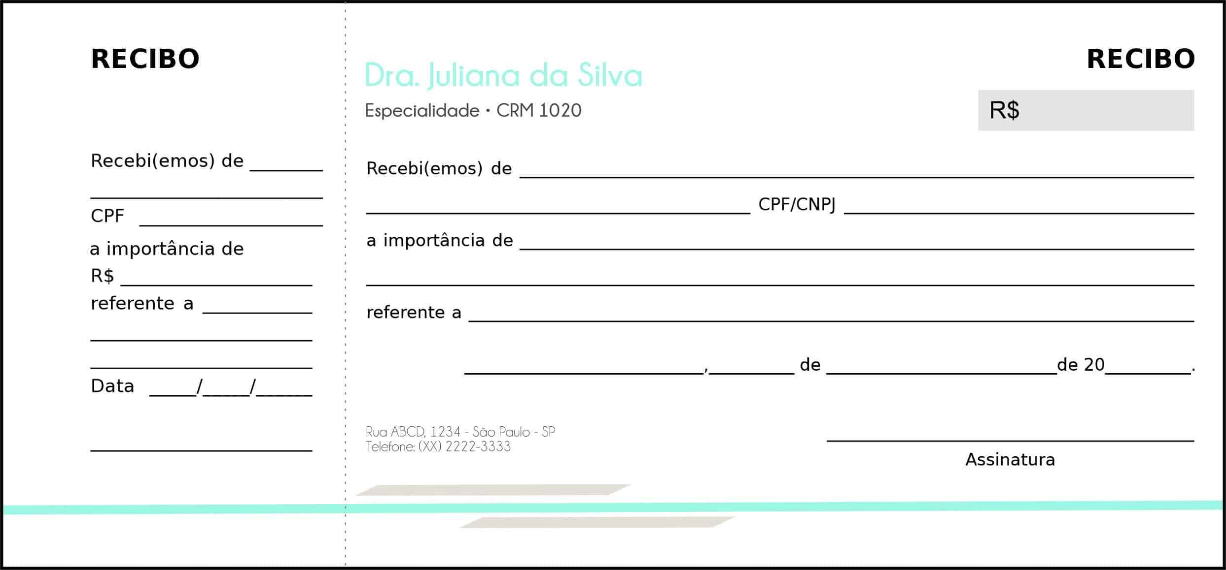 Recibo com Canhoto Clínica Geral Suez