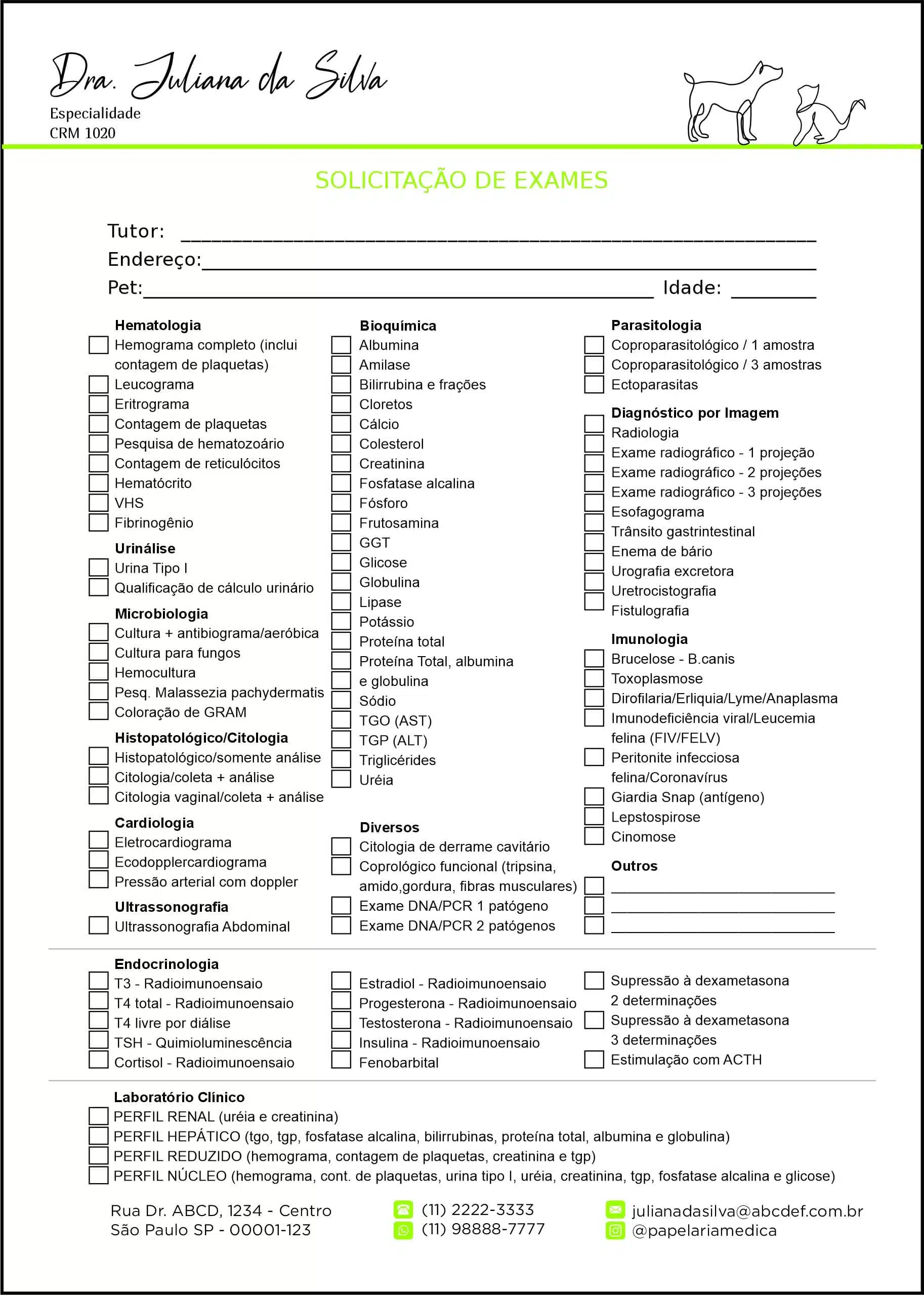 Solicitação de Exames Veterinário Leobens