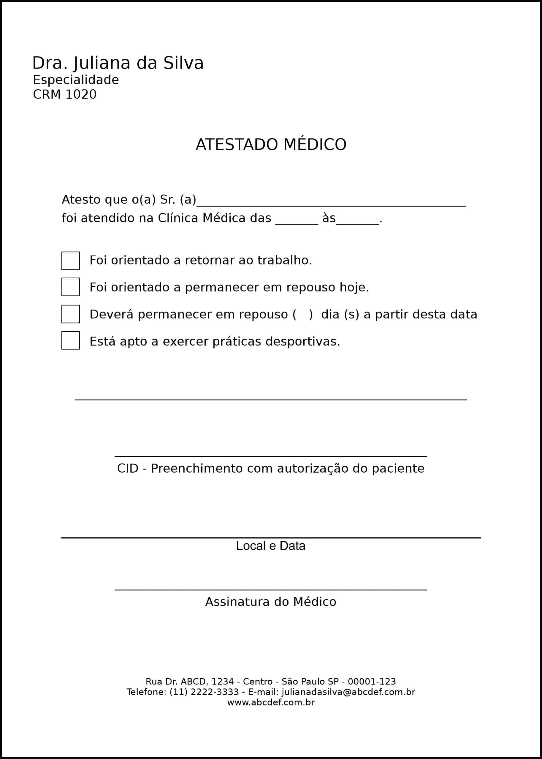 Atestado Clínica Geral Minya