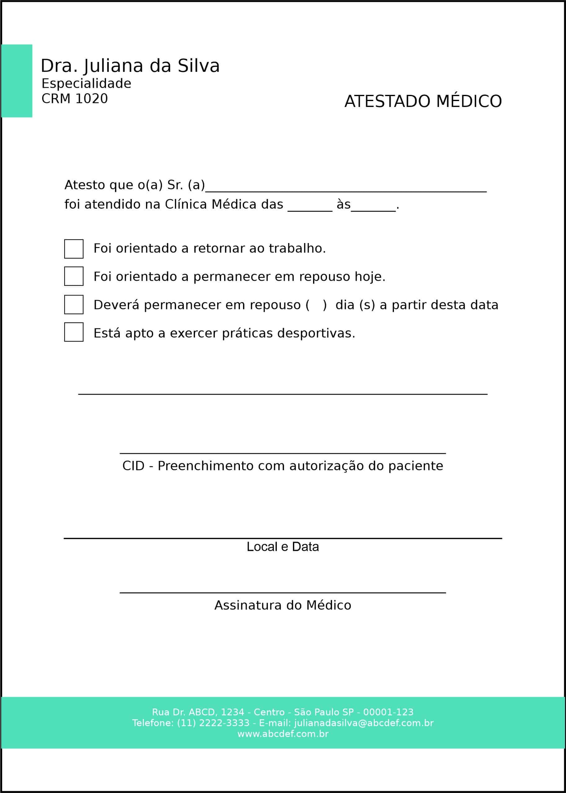 Atestado Clínica Geral Dendera