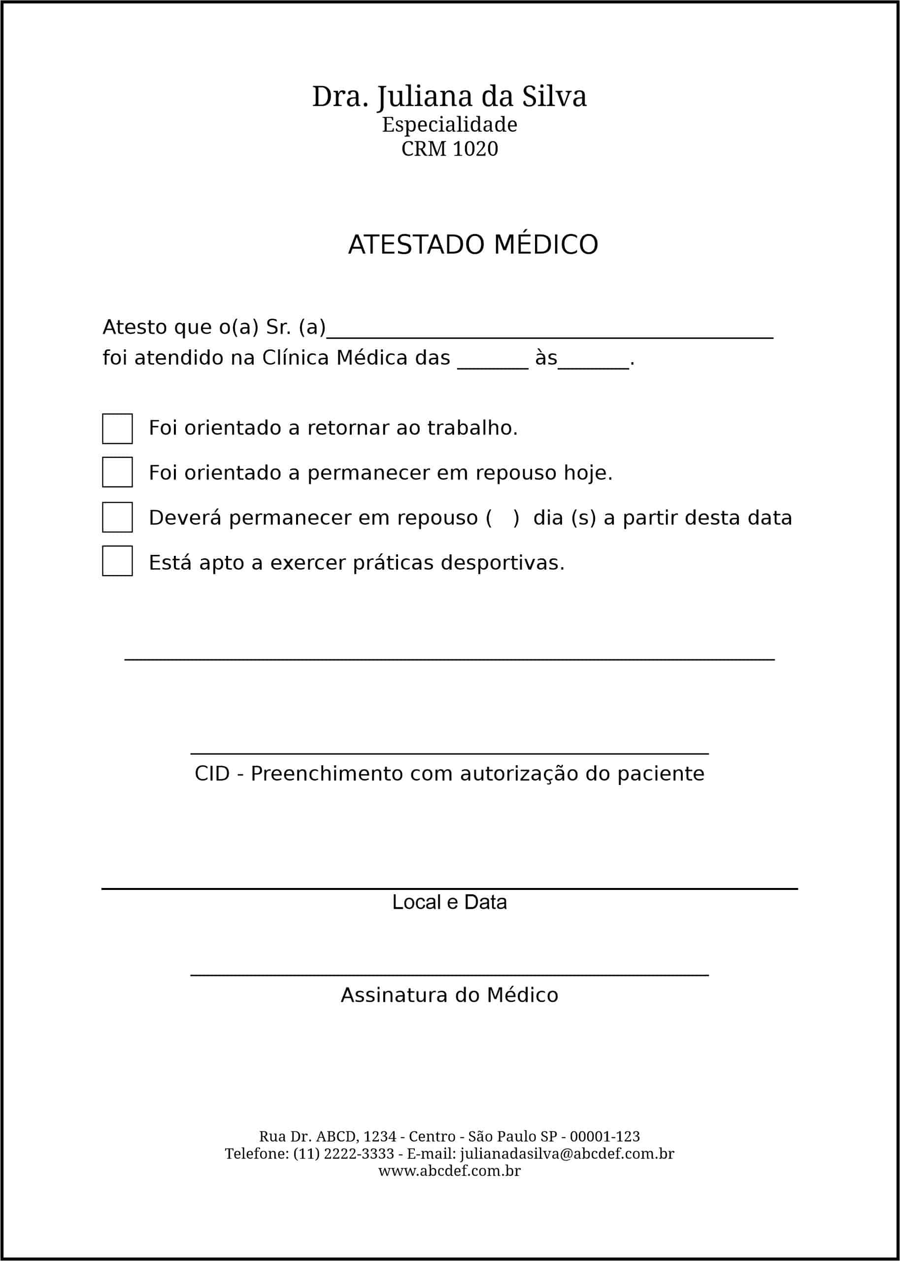 Atestado Clínica Geral Qina