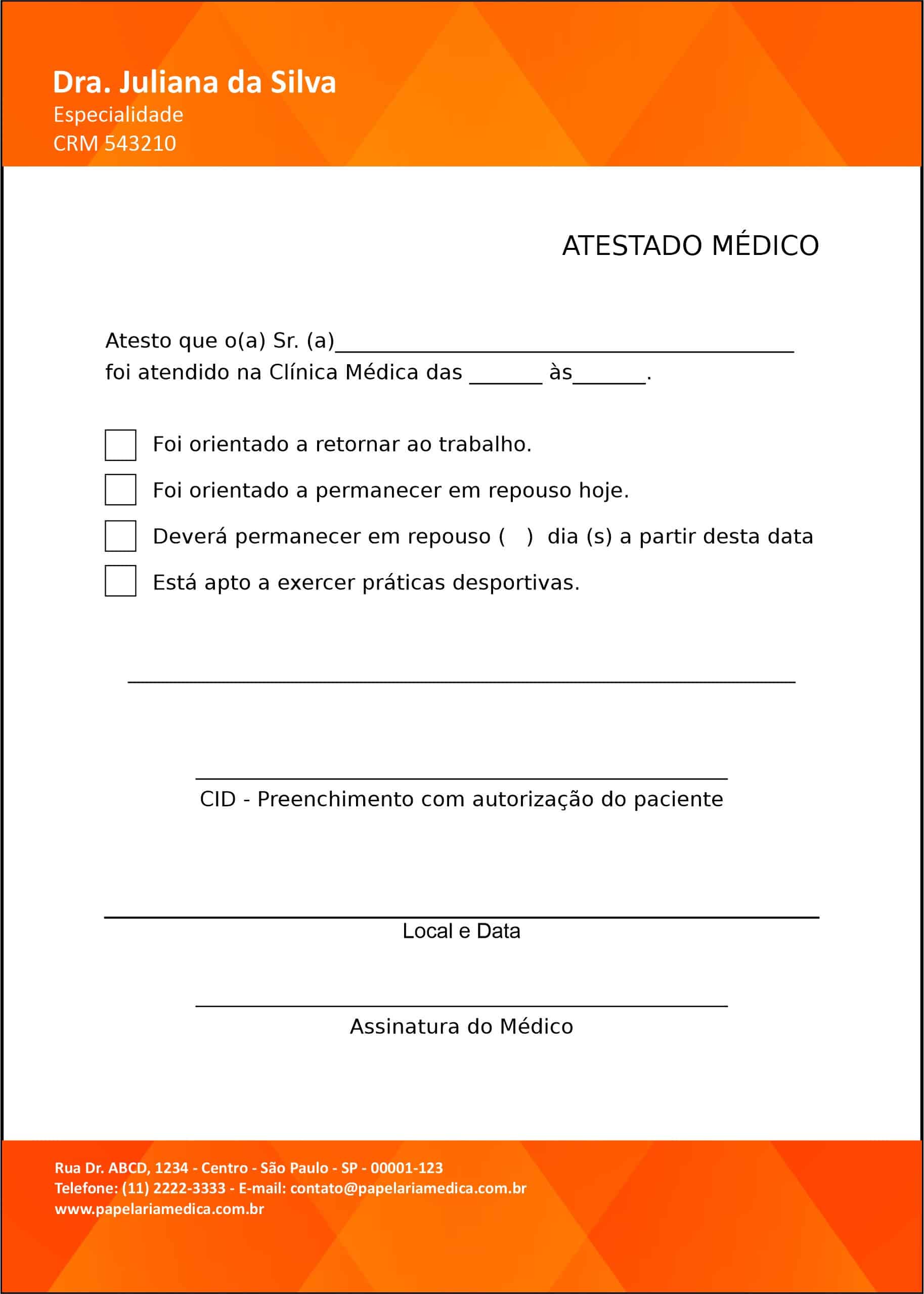 Atestado Clínica Geral Damanhur