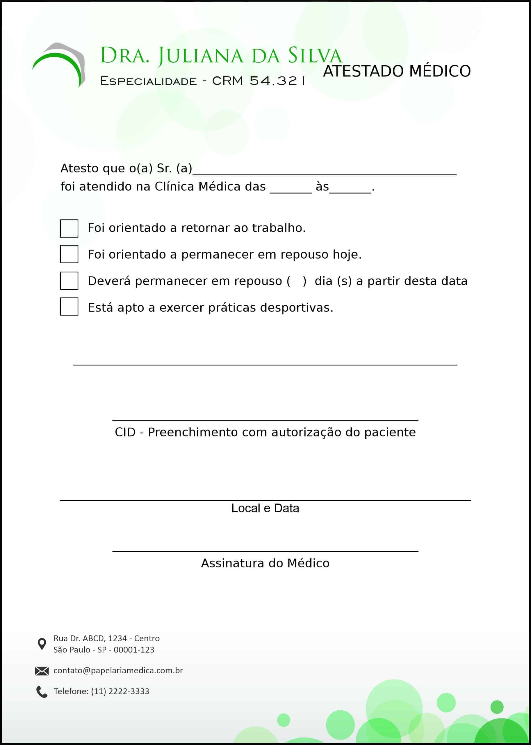 Atestado Clínica Geral Porto Fuad