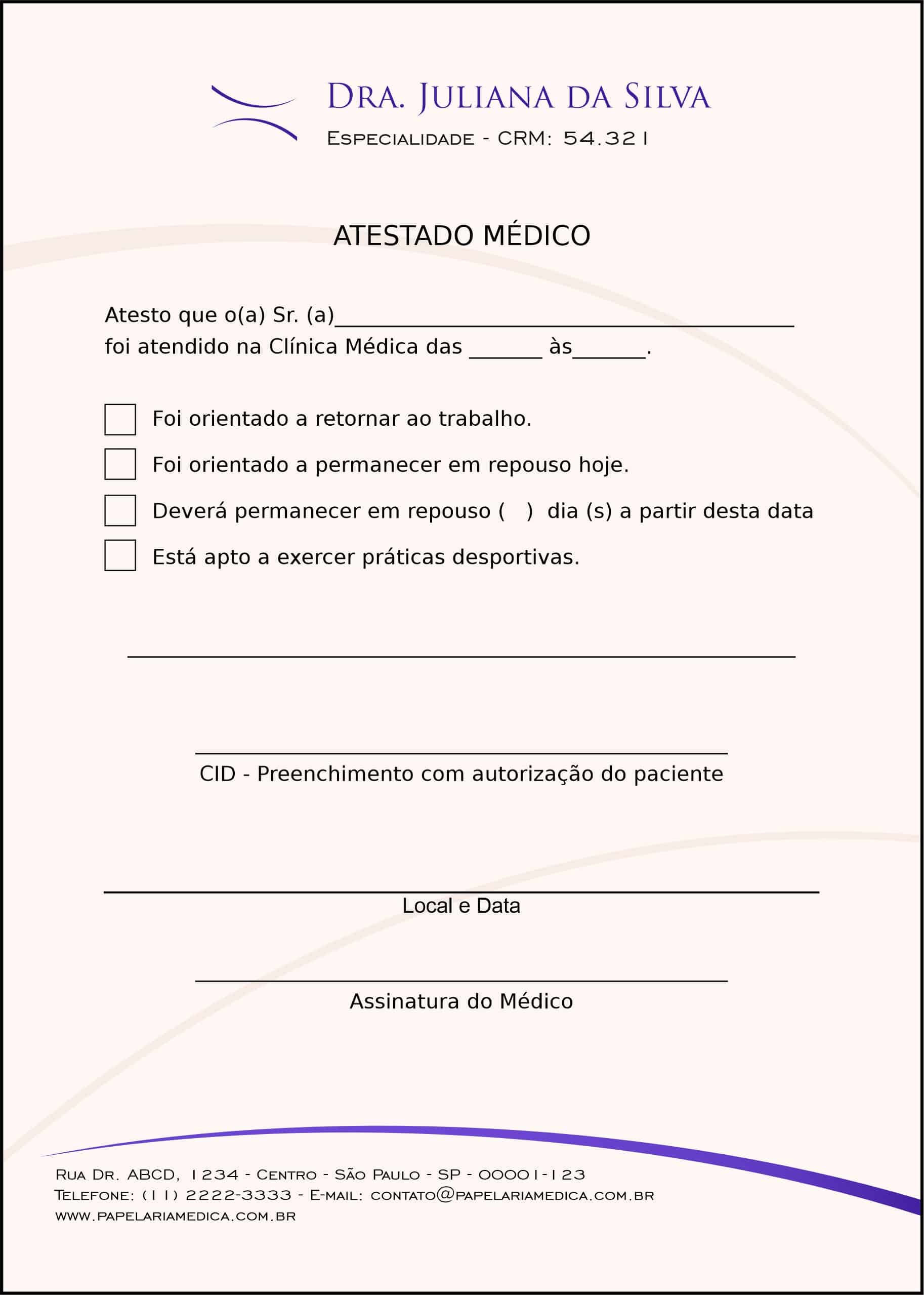 Atestado Clínica Geral Rosetta