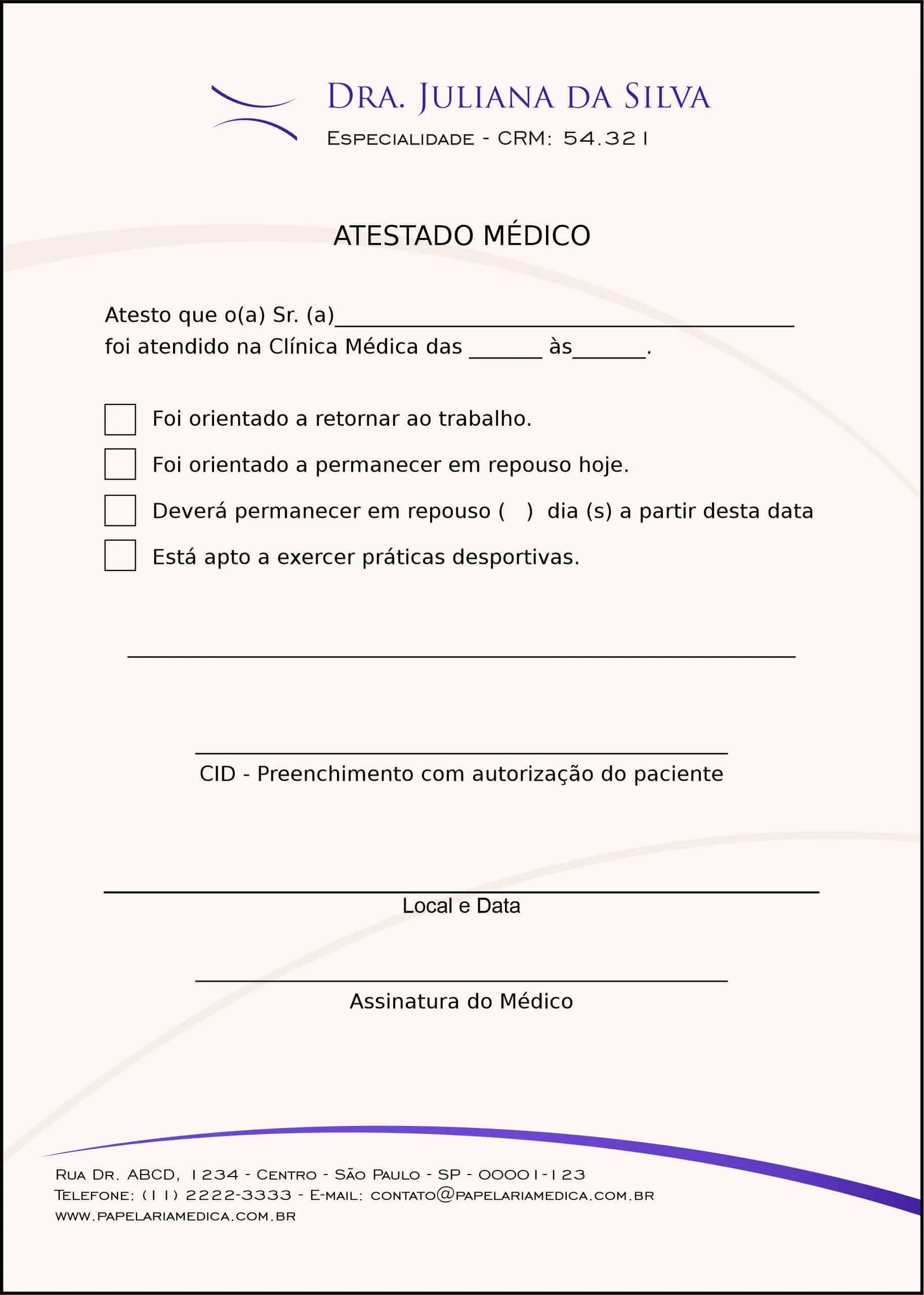 Atestado Clínica Geral Rosetta