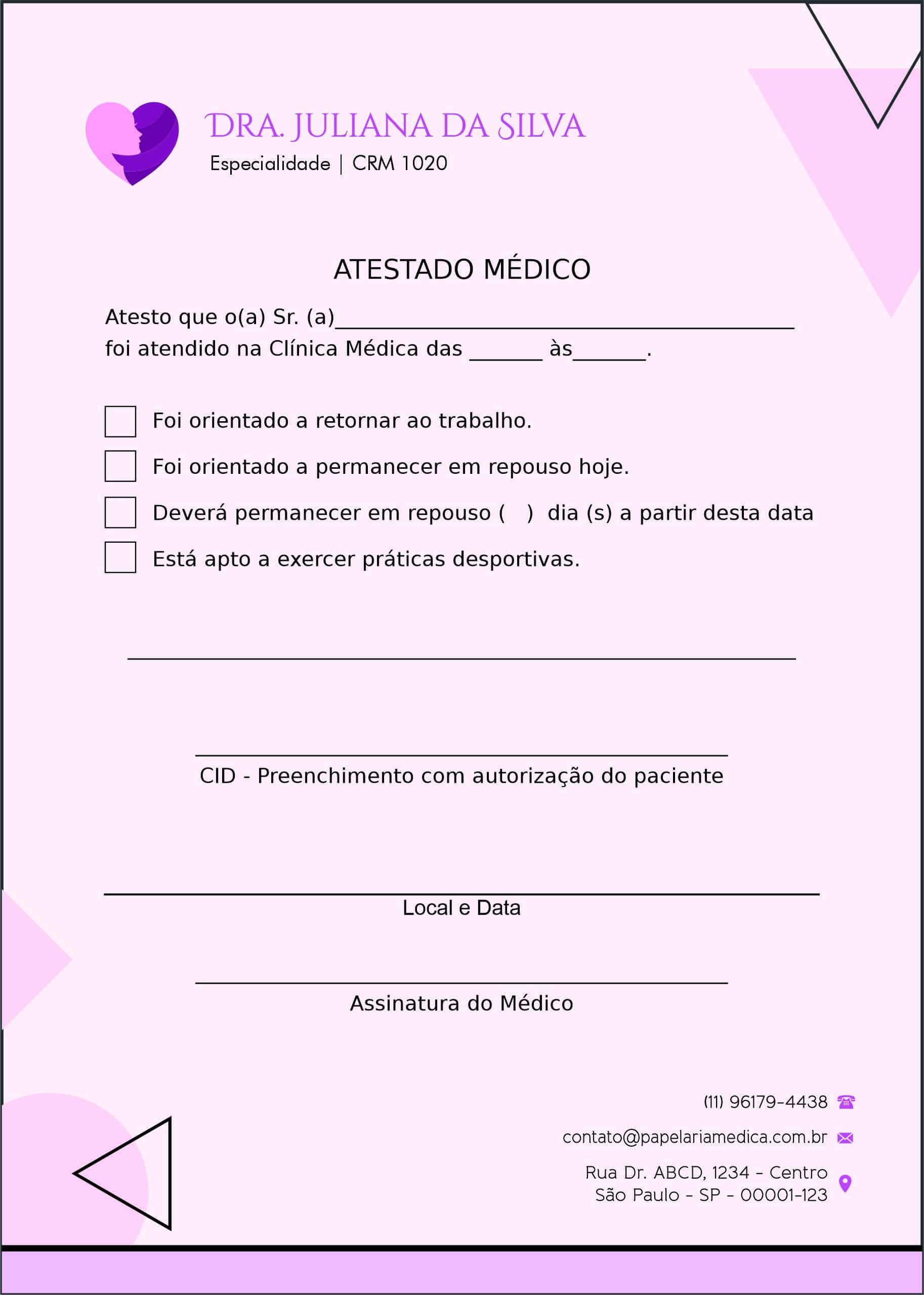 Atestado Ginecologia Denver