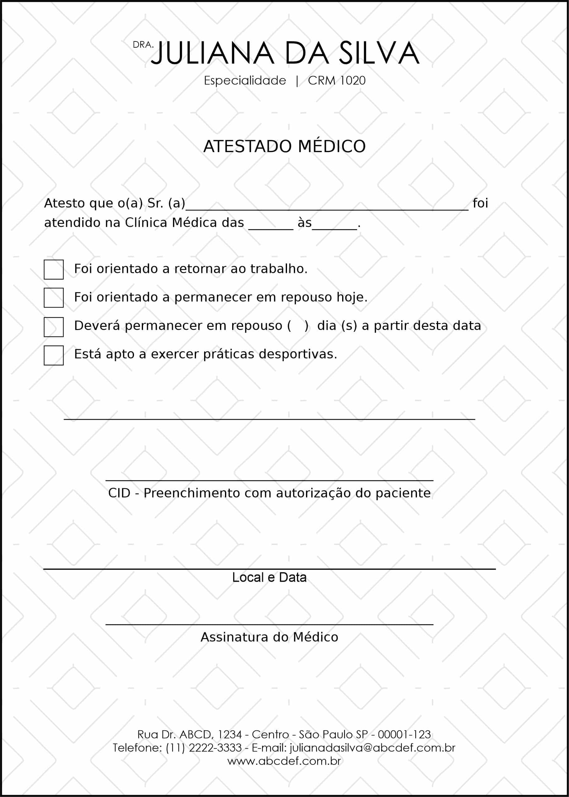 Atestado Clínica Geral Cairo