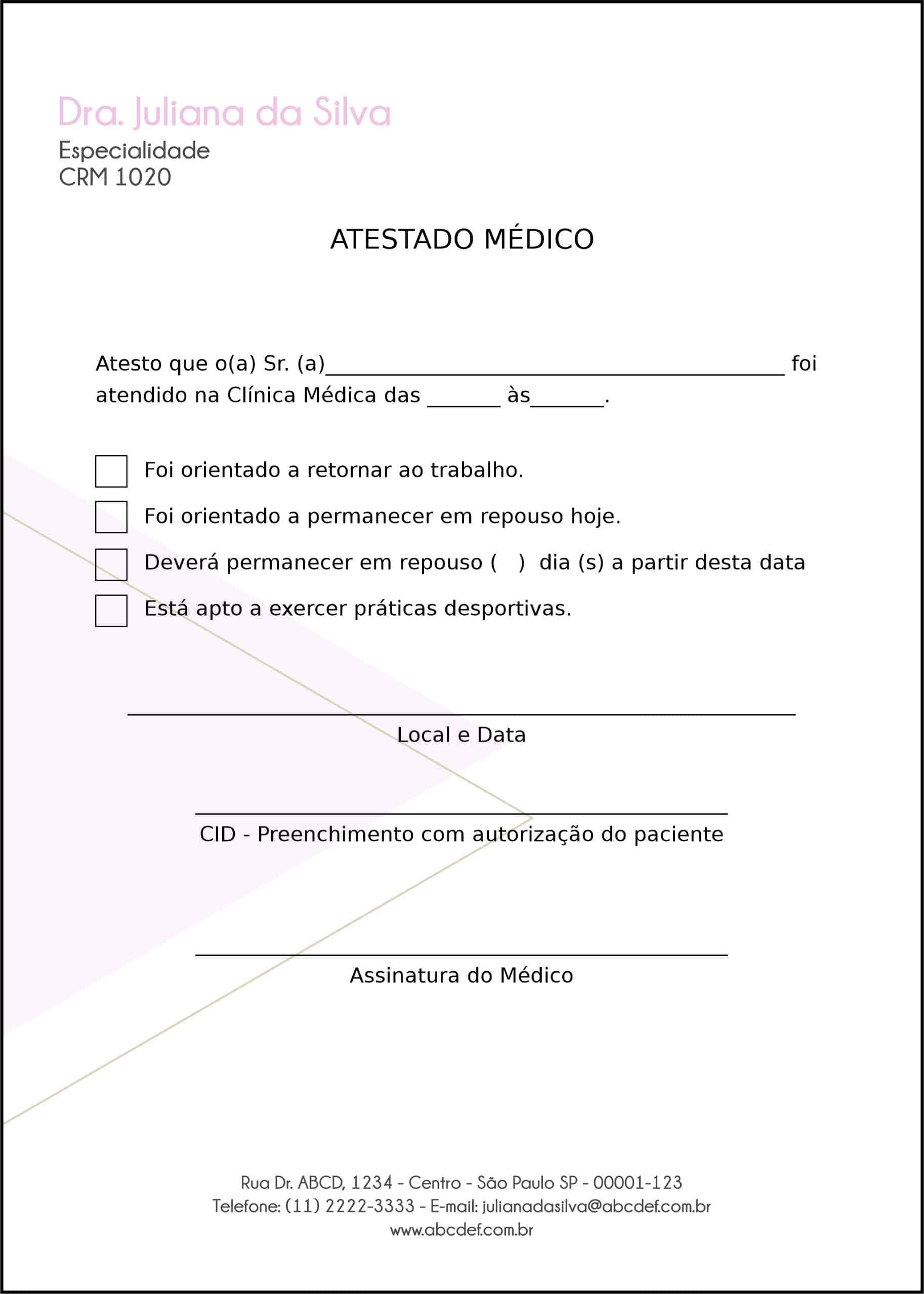 Atestado Ginecologia Houston