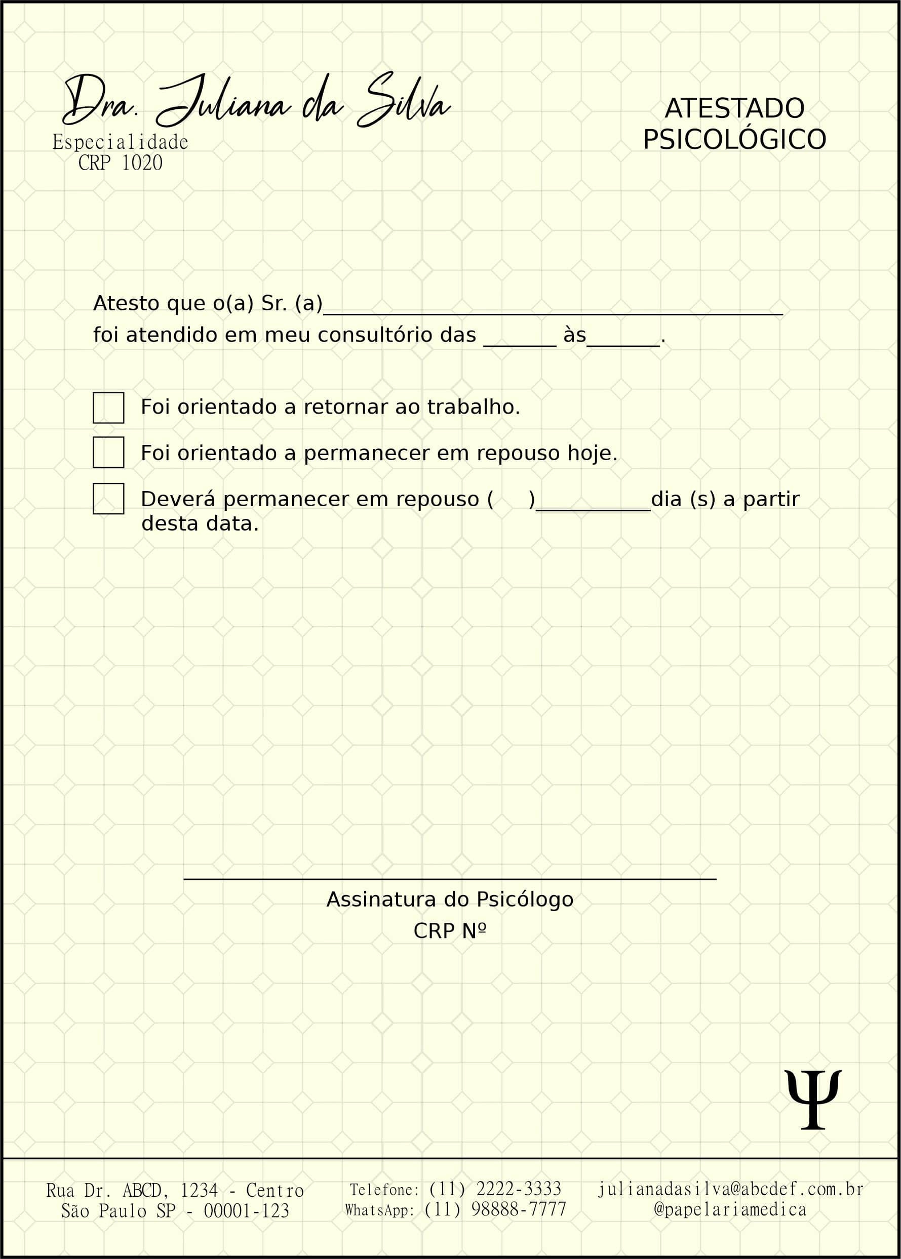 Atestado Psicológico Munique