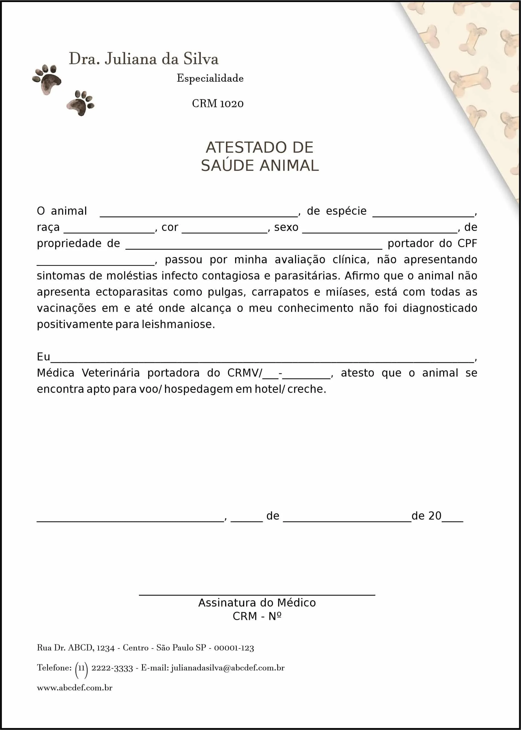 Atestado Veterinário Baden