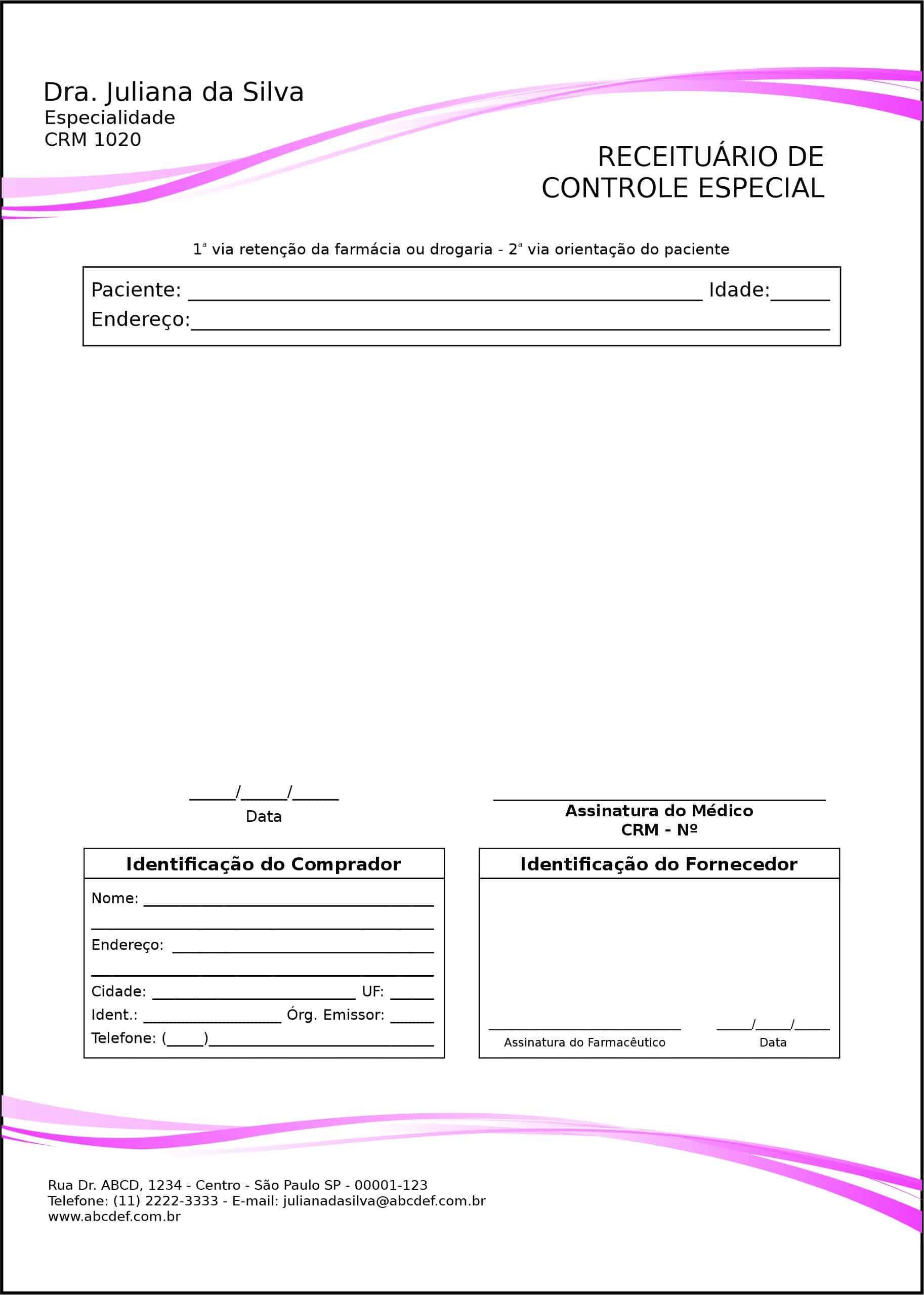 Receituário de Controle Especial Clínica Geral Berenice II