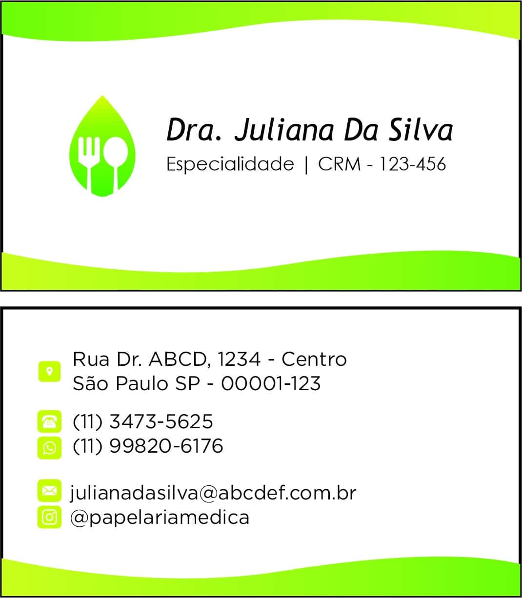 Cartão de Visitas Nutricionista Buenos Aires