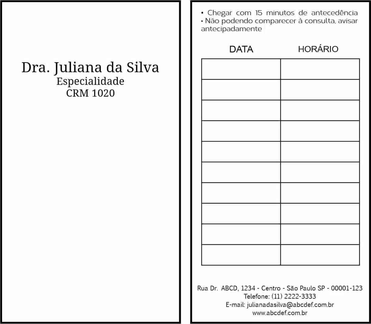 Cartão de Agendamento Clínica Geral Qina