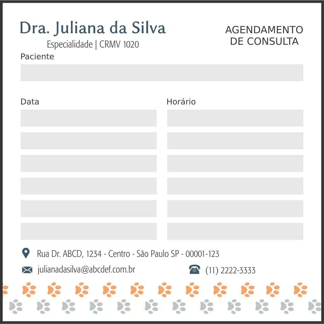 Bloco de Agendamento de Consulta Veterinário Wels