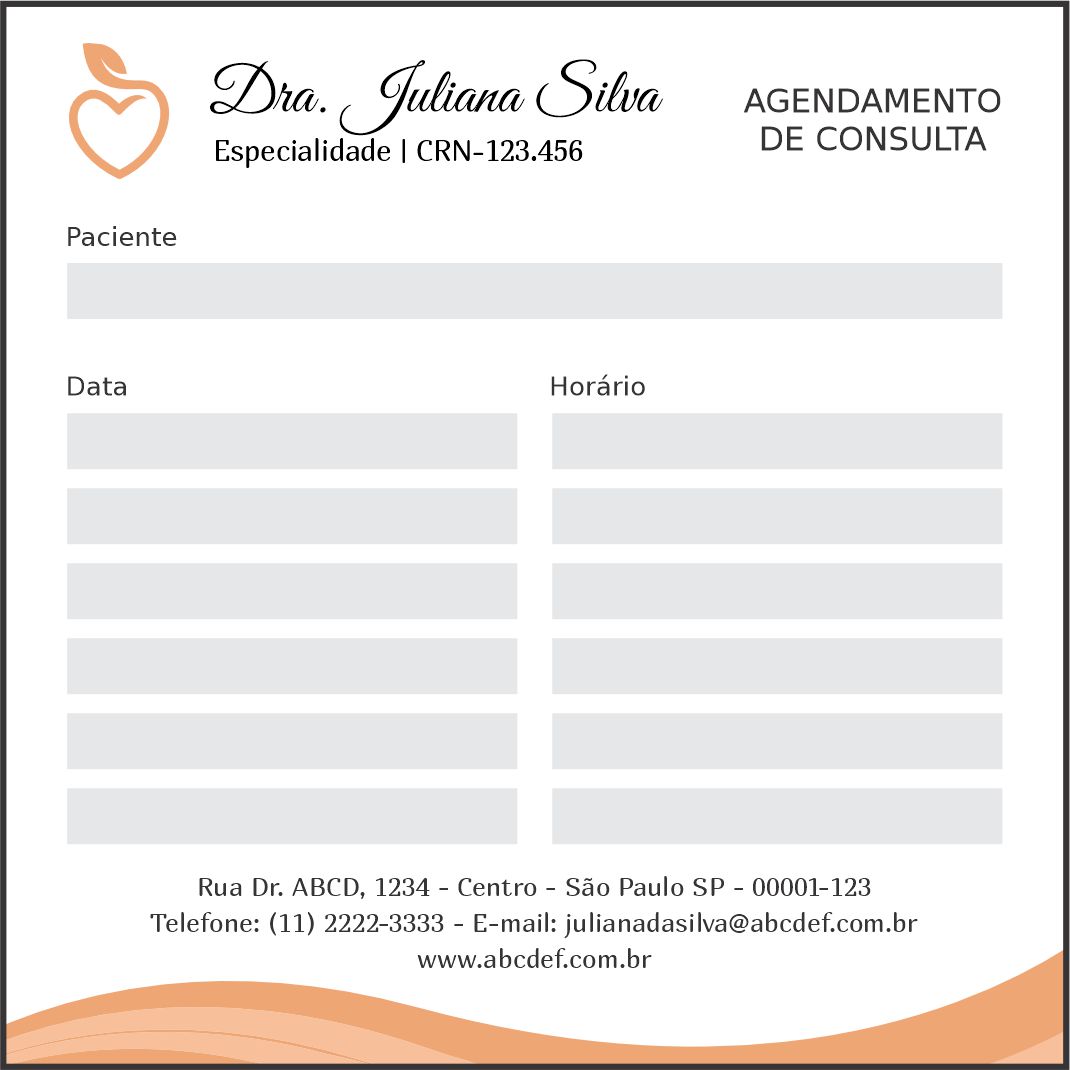 Bloco de Agendamento de Consulta Nutricionista La Plata