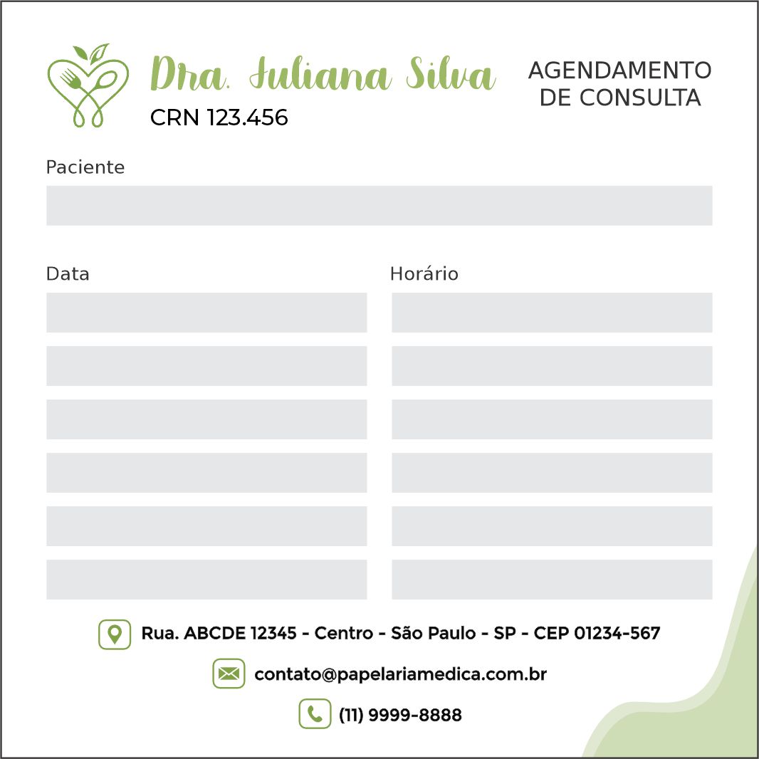 Bloco de Agendamento de Consulta Nutricionista Bariloche