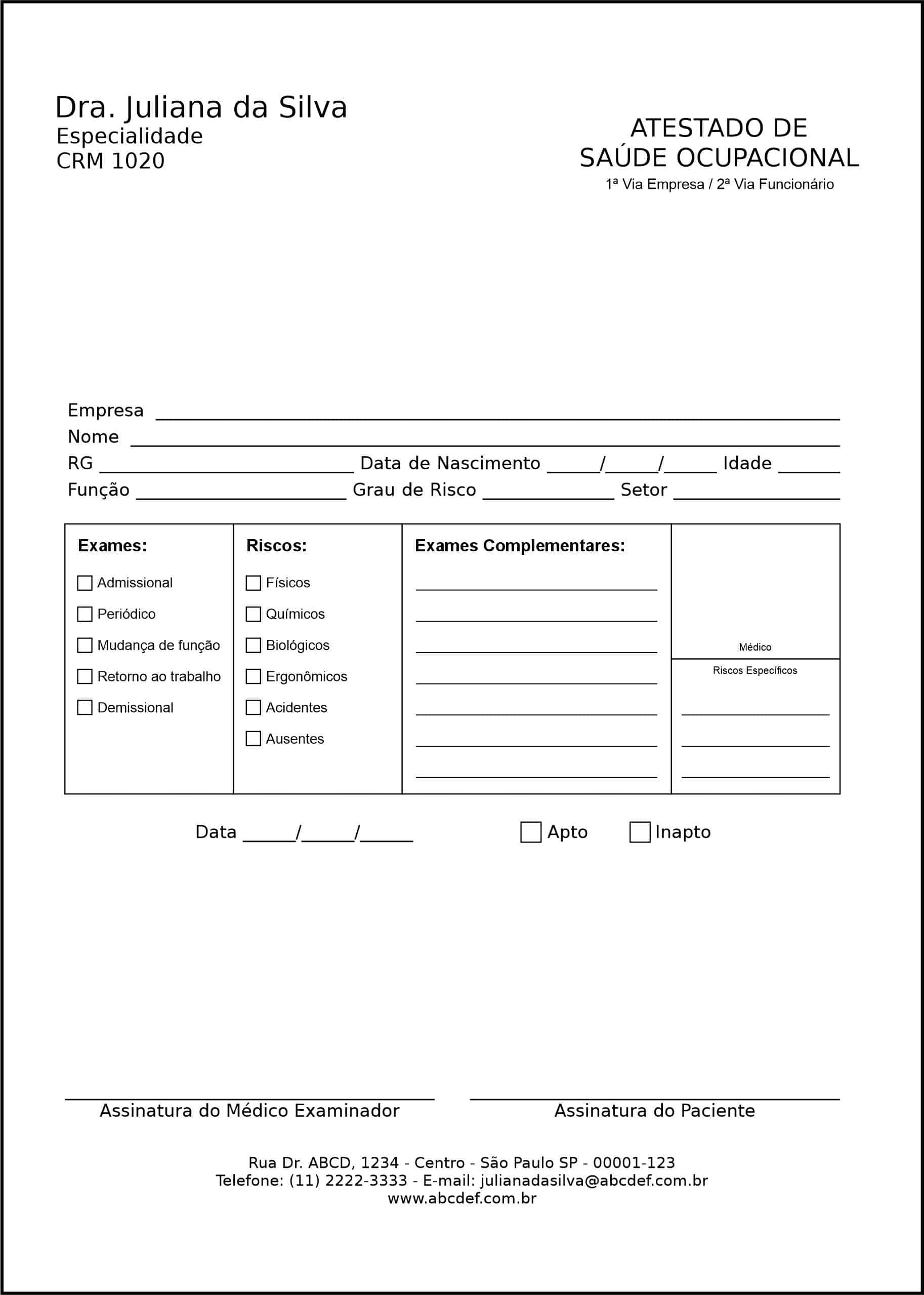 Atestado de Saúde Ocupacional (ASO) Onix
