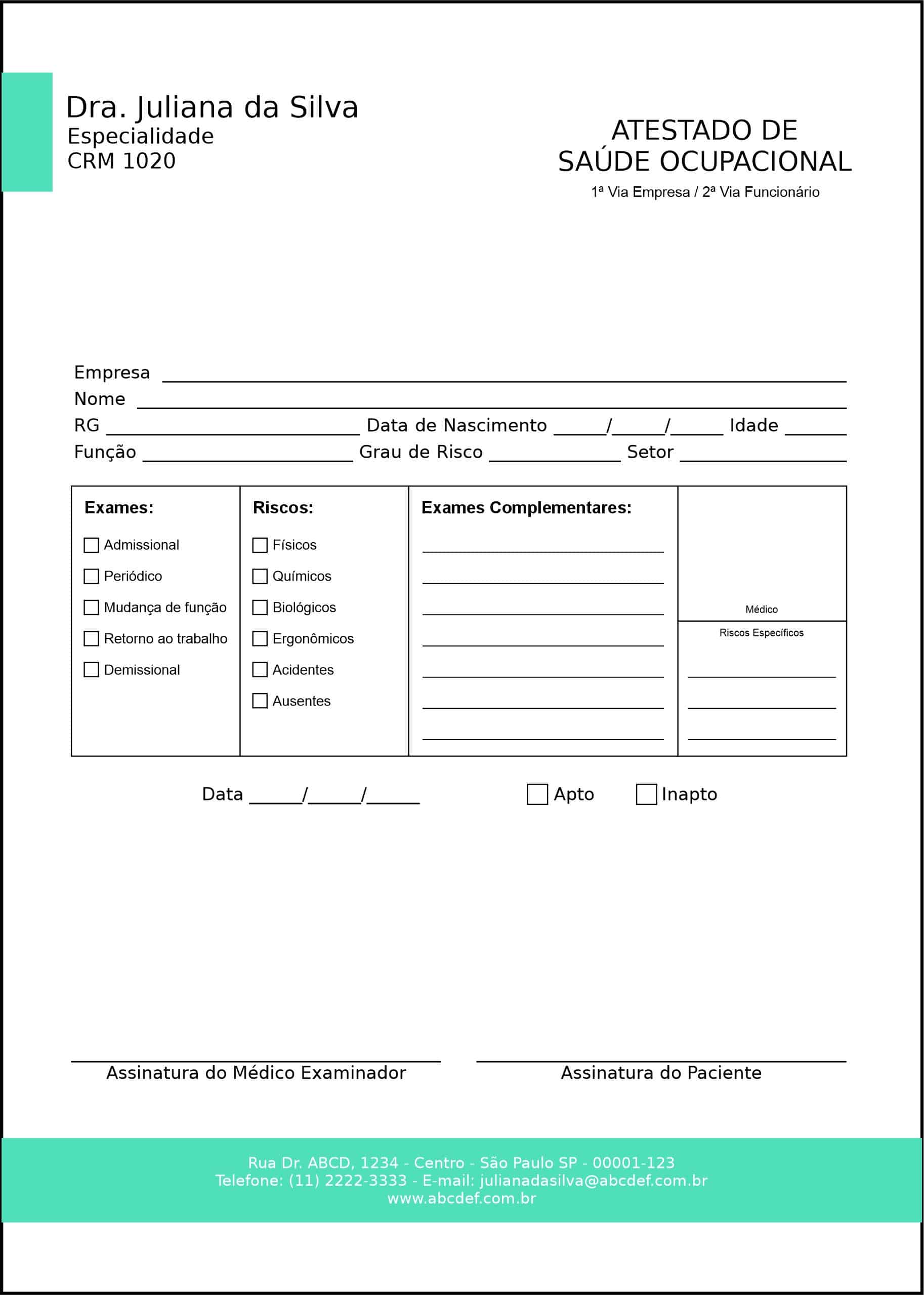 Atestado de Saúde Ocupacional (ASO) Ciano Medical