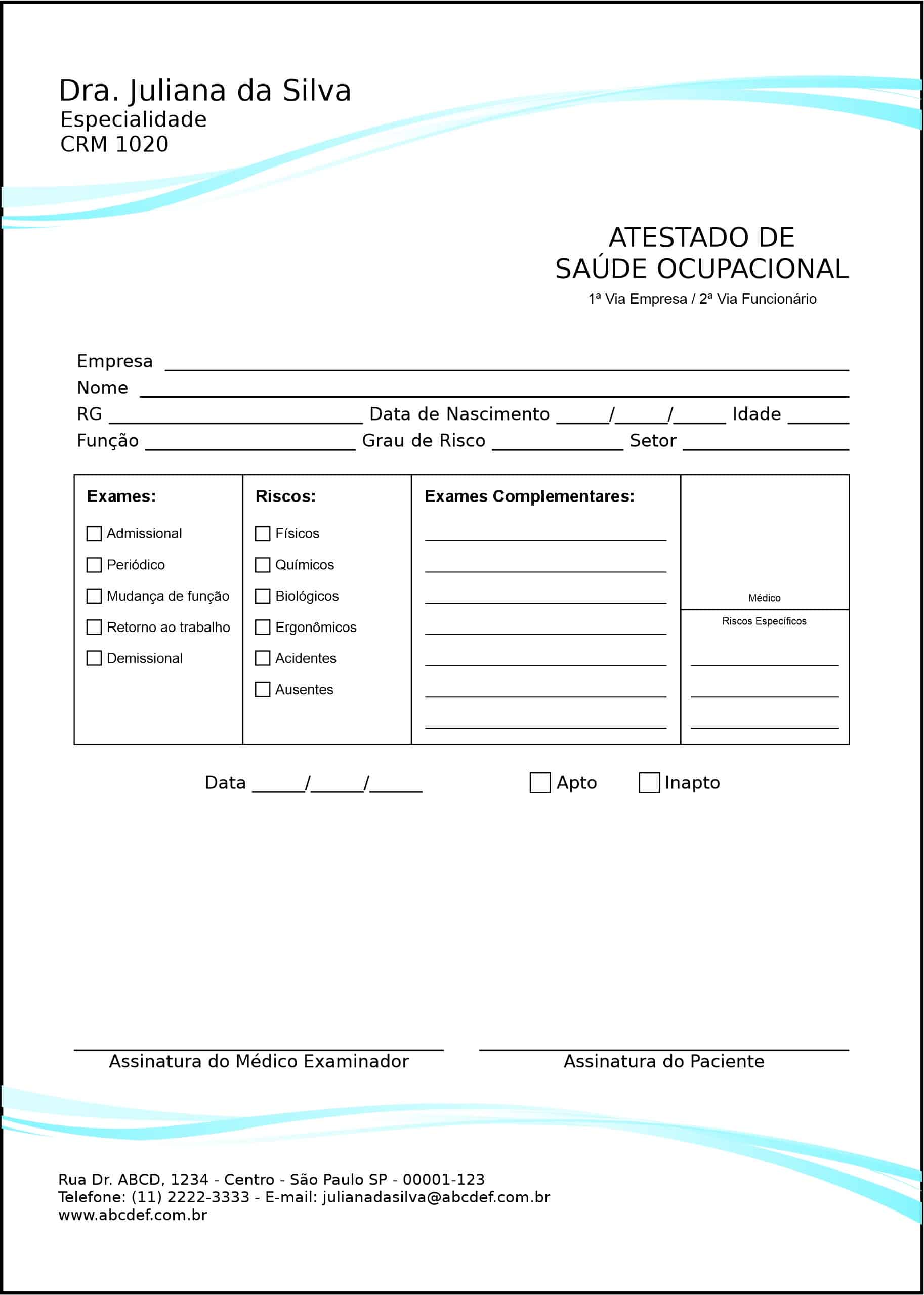 Atestado de Saúde Ocupacional (ASO) Ondas