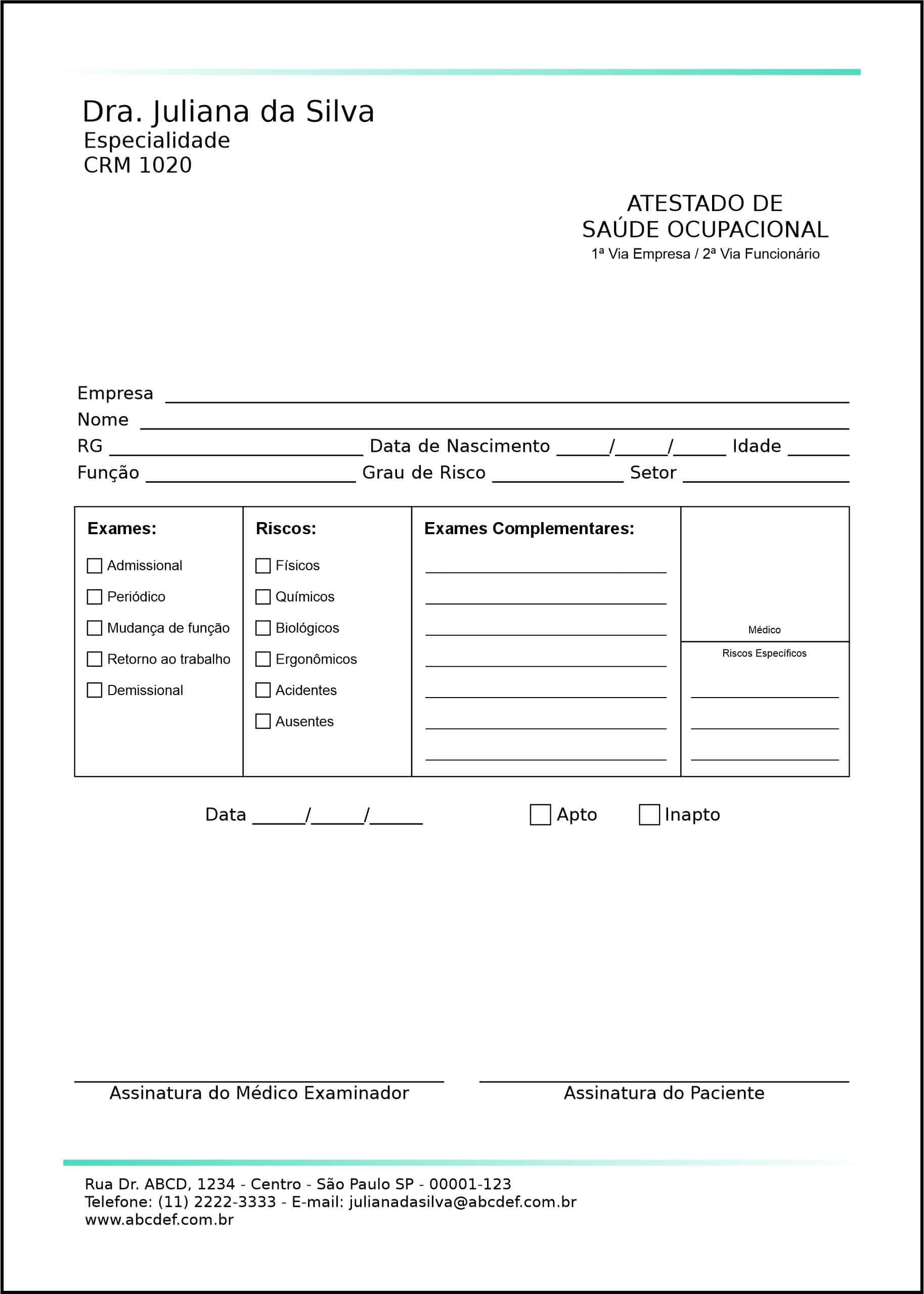 Atestado de Saúde Ocupacional (ASO) Blue Faixas