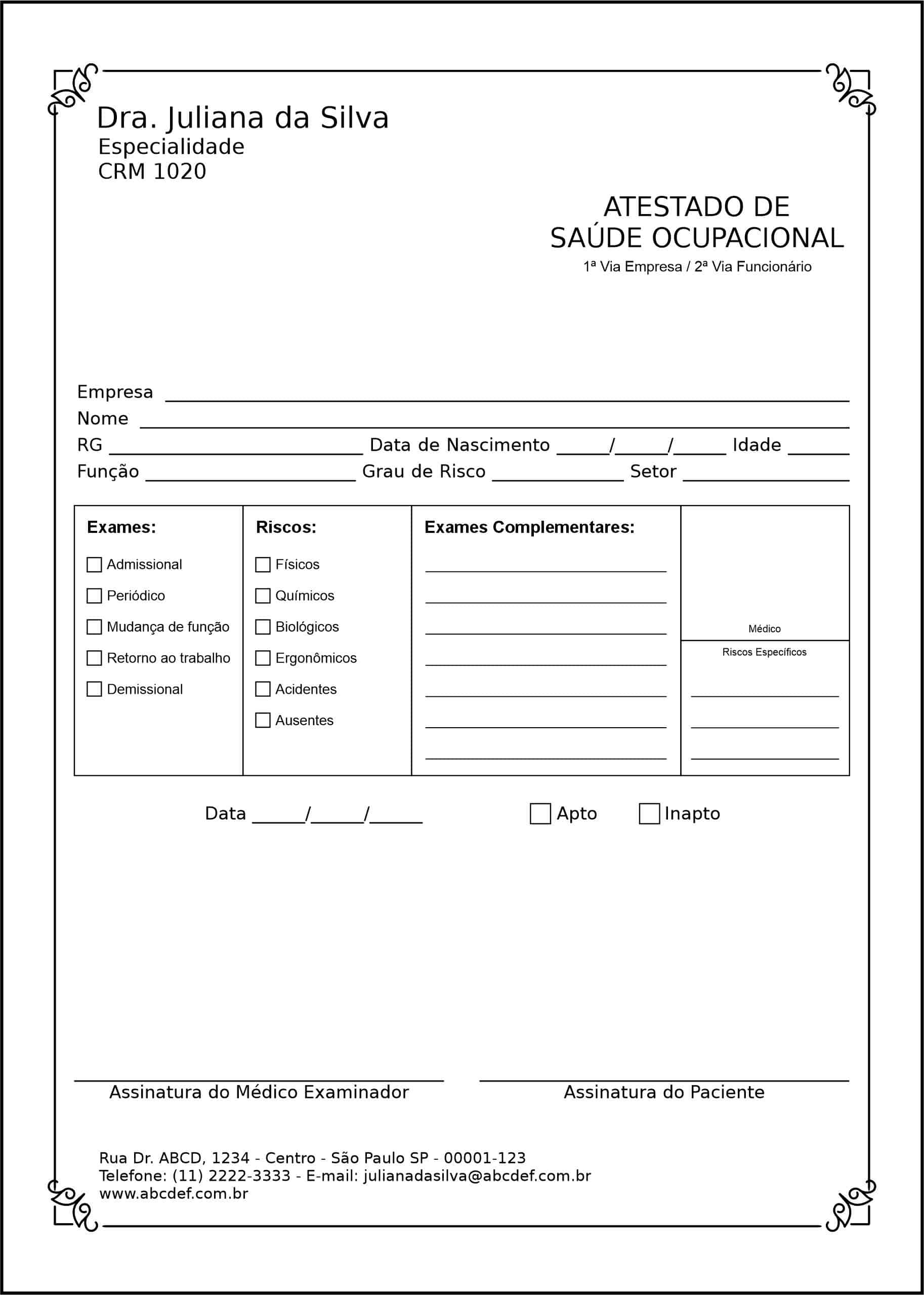 Atestado de Saúde Ocupacional (ASO) Arabesco