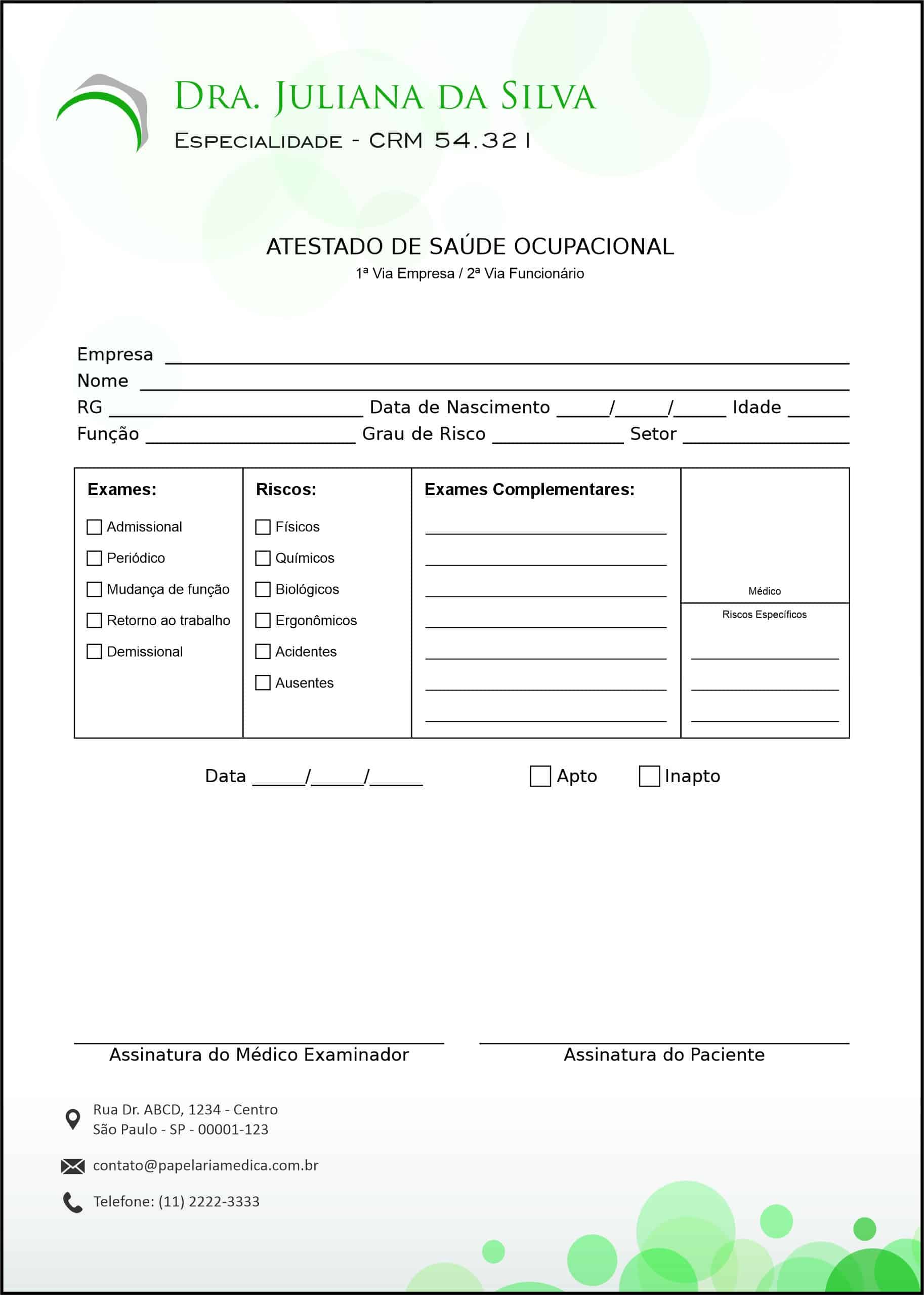 Atestado de Saúde Ocupacional (ASO) Bubble Green