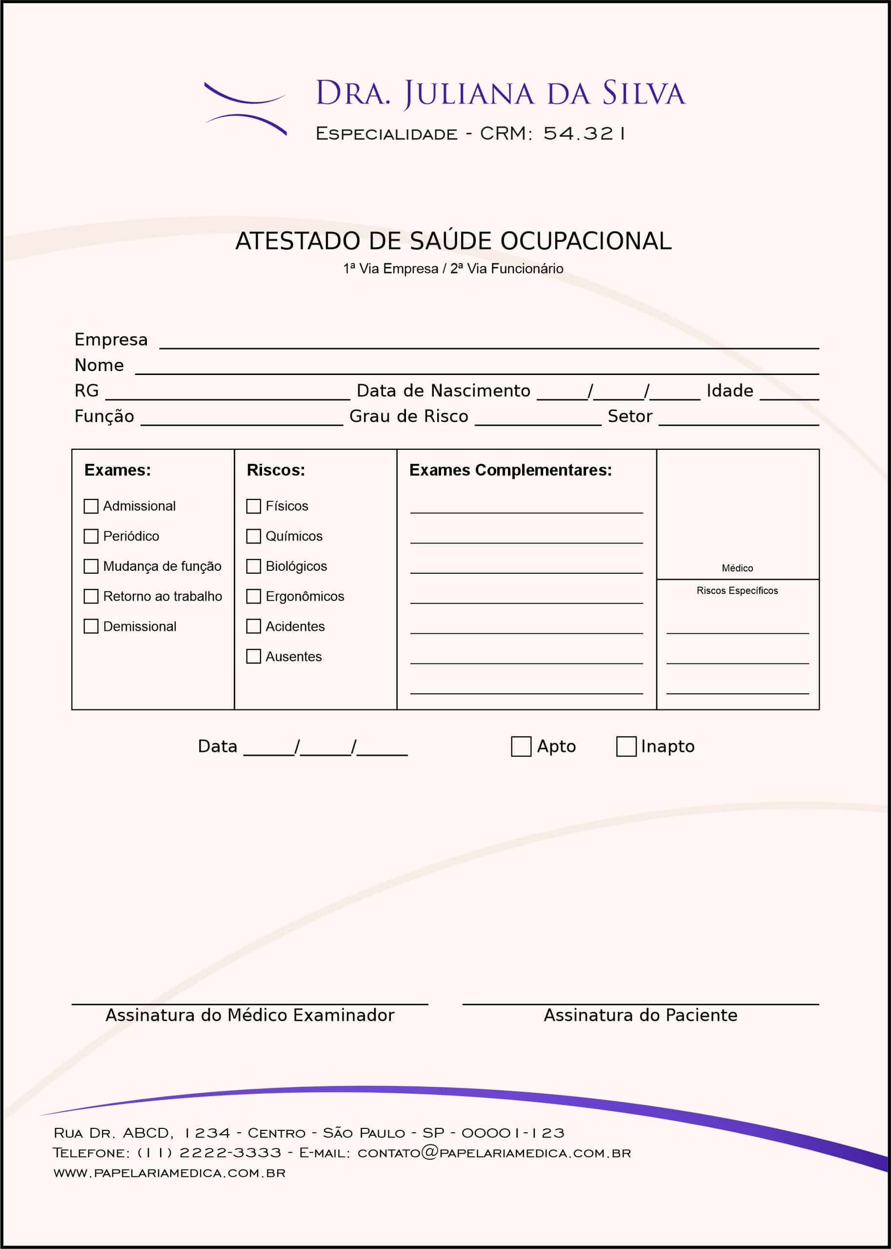 Atestado de Saúde Ocupacional (ASO) Clean Purple