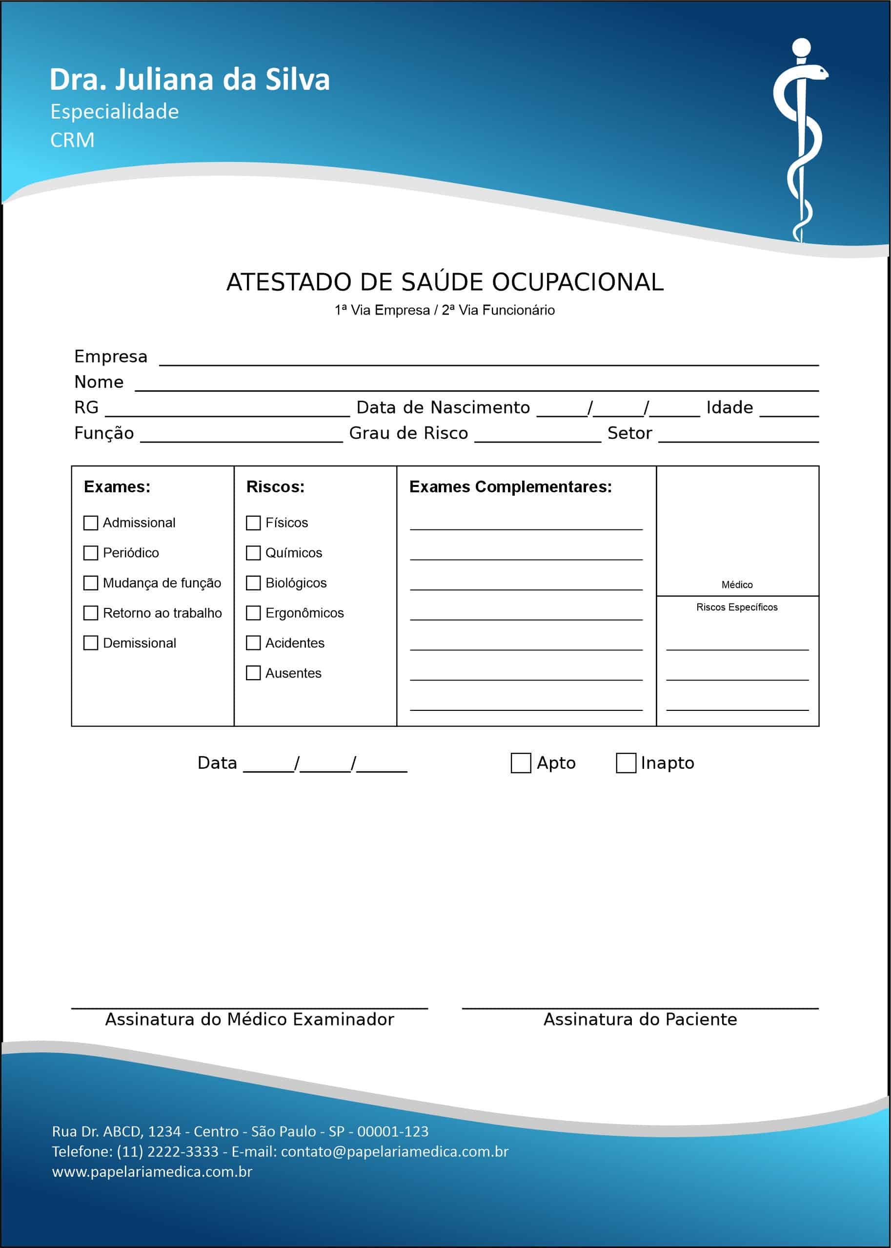 Atestado de Saúde Ocupacional (ASO) Modern Blue