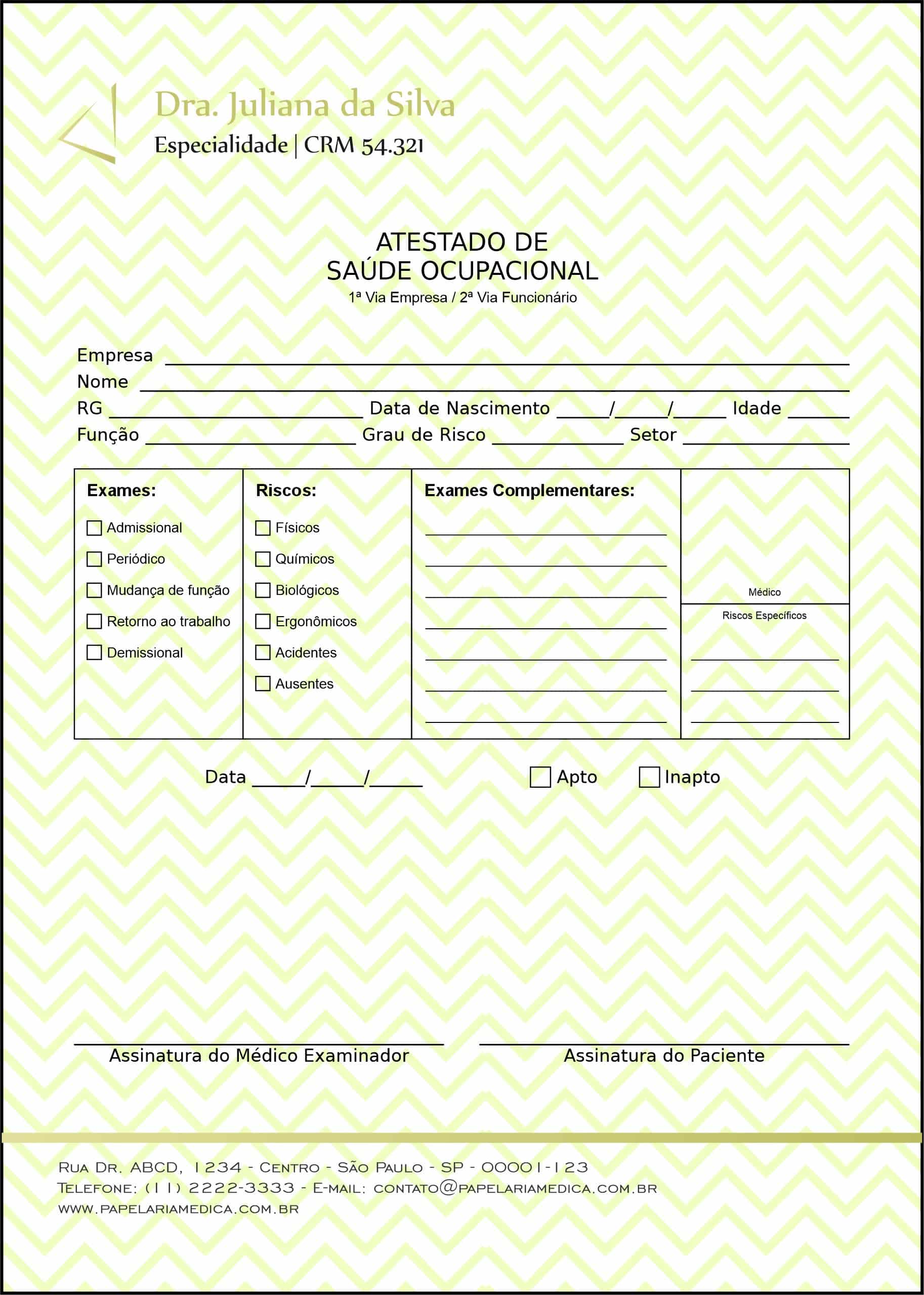 Atestado de Saúde Ocupacional (ASO) Spark Brown