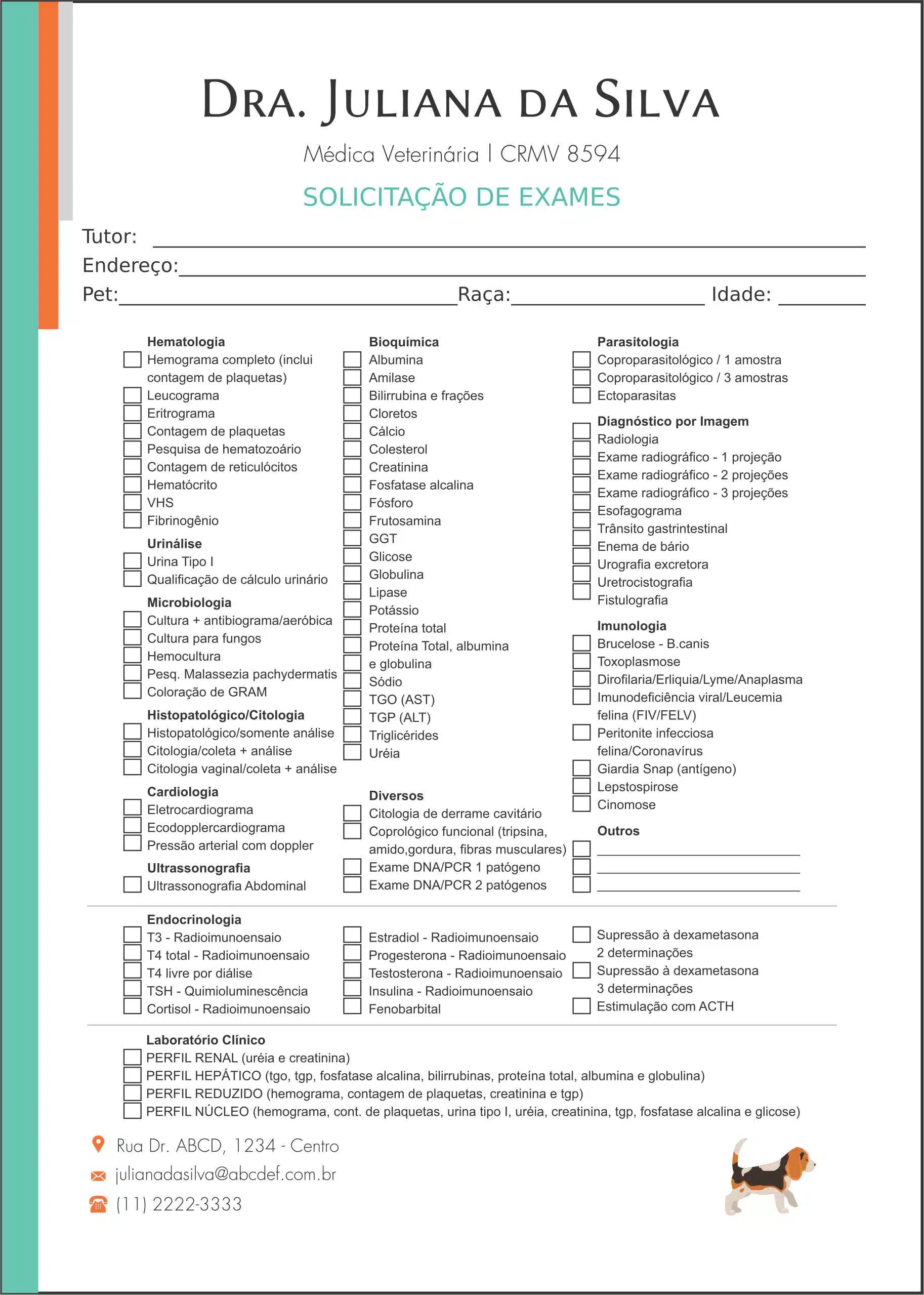 Solicitação de Exames Veterinária Bludenz